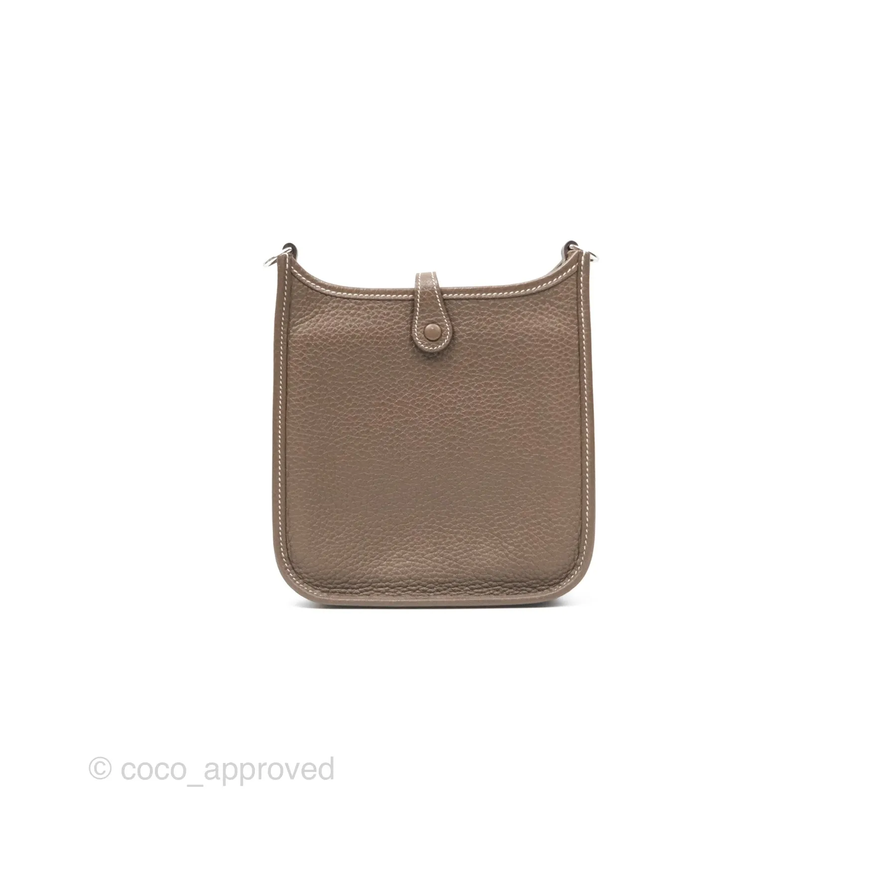Herms Mini Evelyne 16 Etoupe 18 Clemence Palladium Hardware with Bleu Indigo Strap