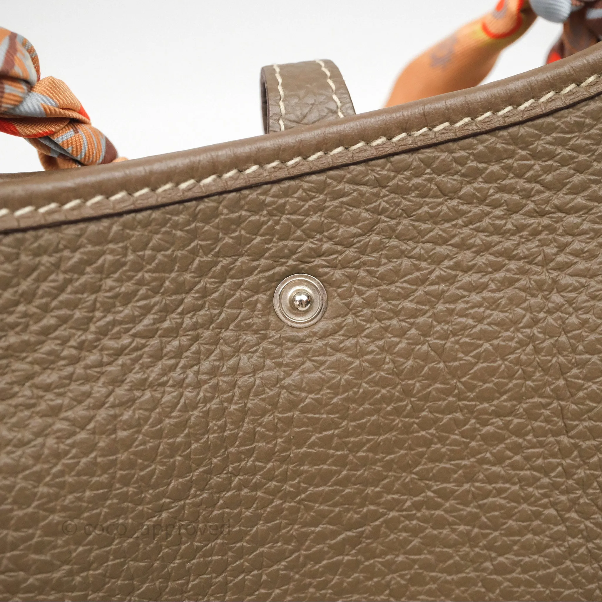 Herms Mini Evelyne 16 Etoupe Clemence Palladium Hardware