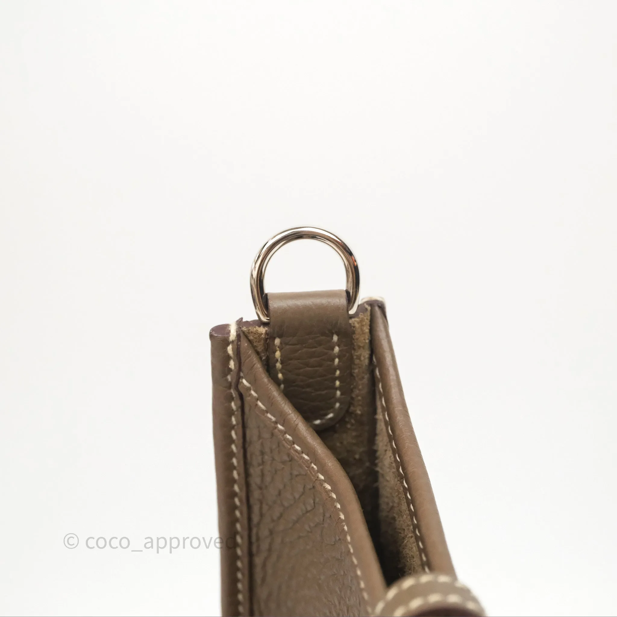 Herms Mini Evelyne 16 Etoupe Clemence Palladium Hardware