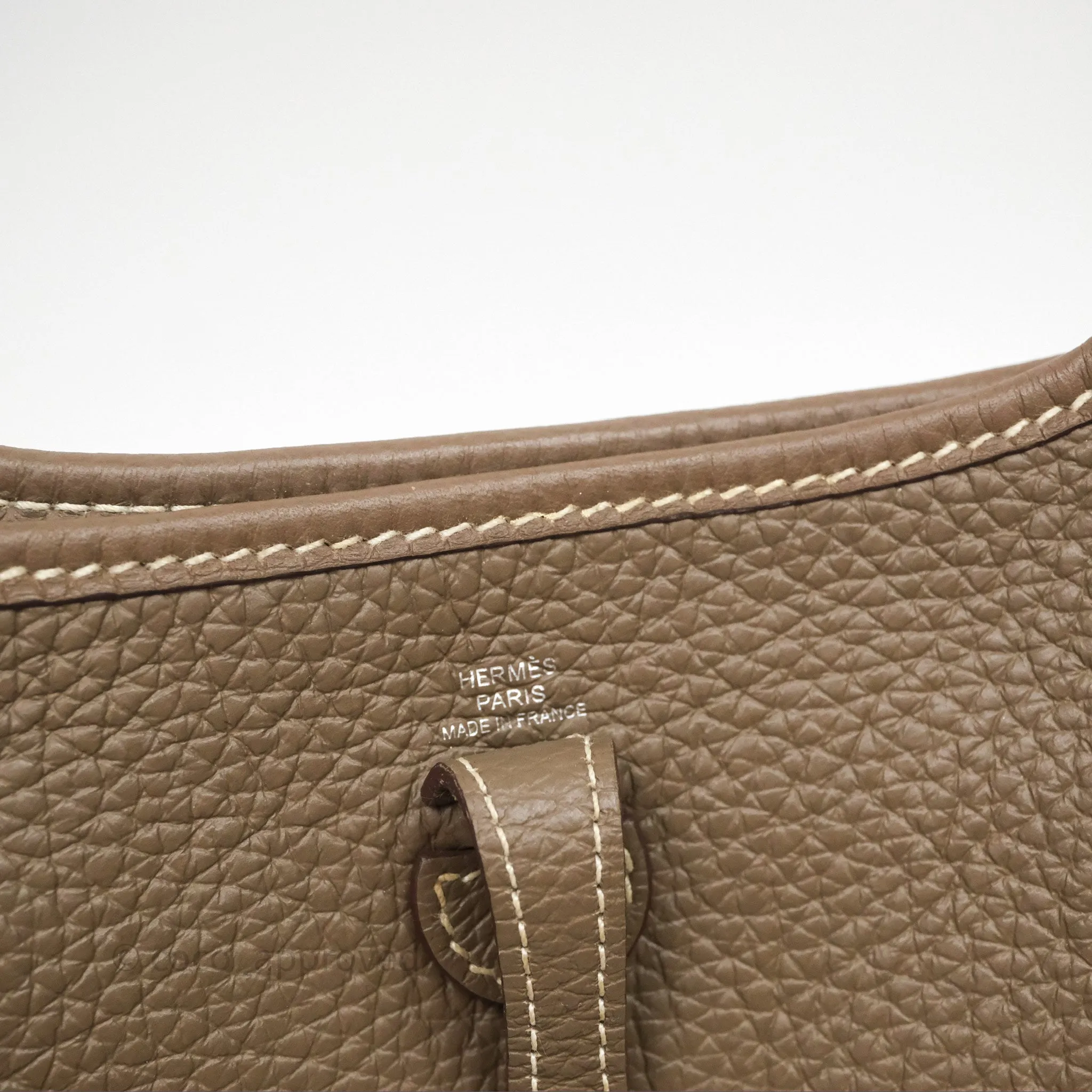 Herms Mini Evelyne 16 Etoupe Clemence Palladium Hardware