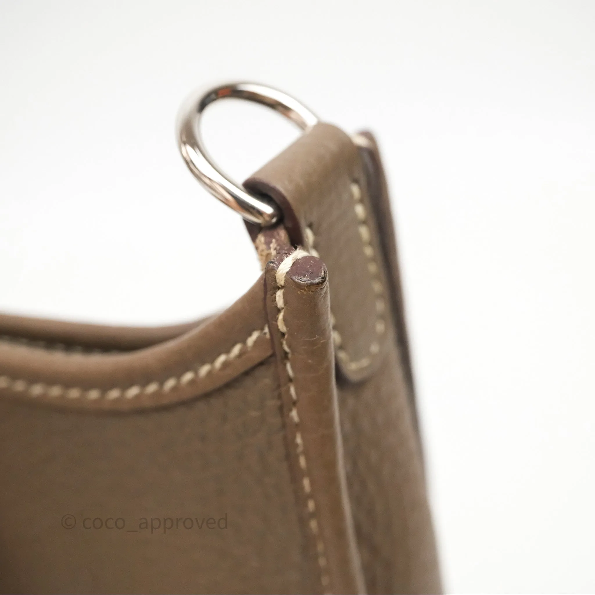 Herms Mini Evelyne 16 Etoupe Clemence Palladium Hardware