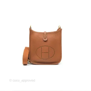 Herms Mini Evelyne 16 Gold Clemence Gold Hardware