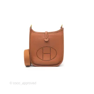 Herms Mini Evelyne 16 Gold Clemence Gold Hardware