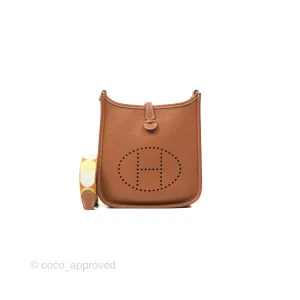 Herms Mini Evelyne 16 Gold Clemence Sangle Flipperball Pladium Hardware