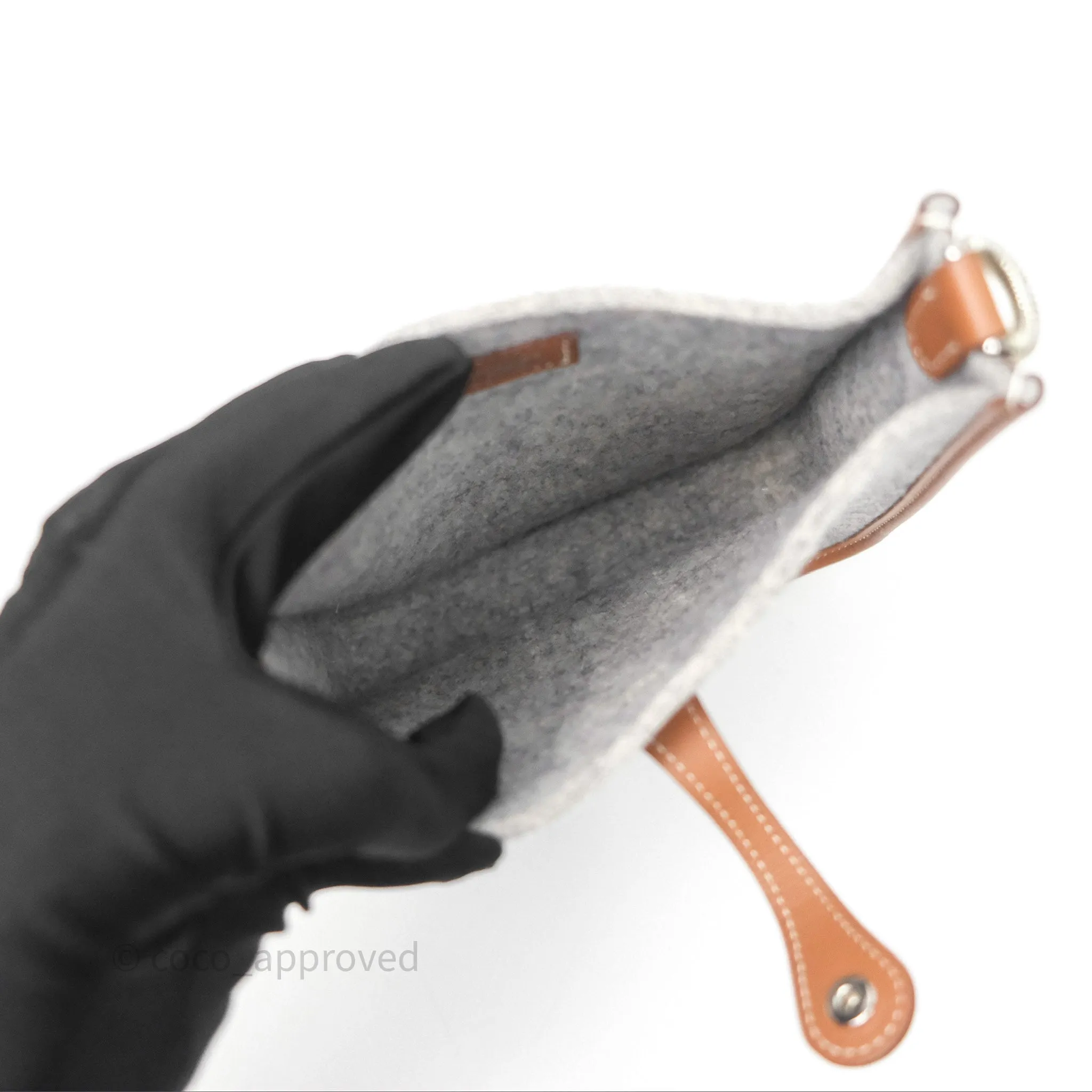 Herms Mini Evelyne 16 Gris Clair/ Gold Wool Feutre Swift Palladium Hardware