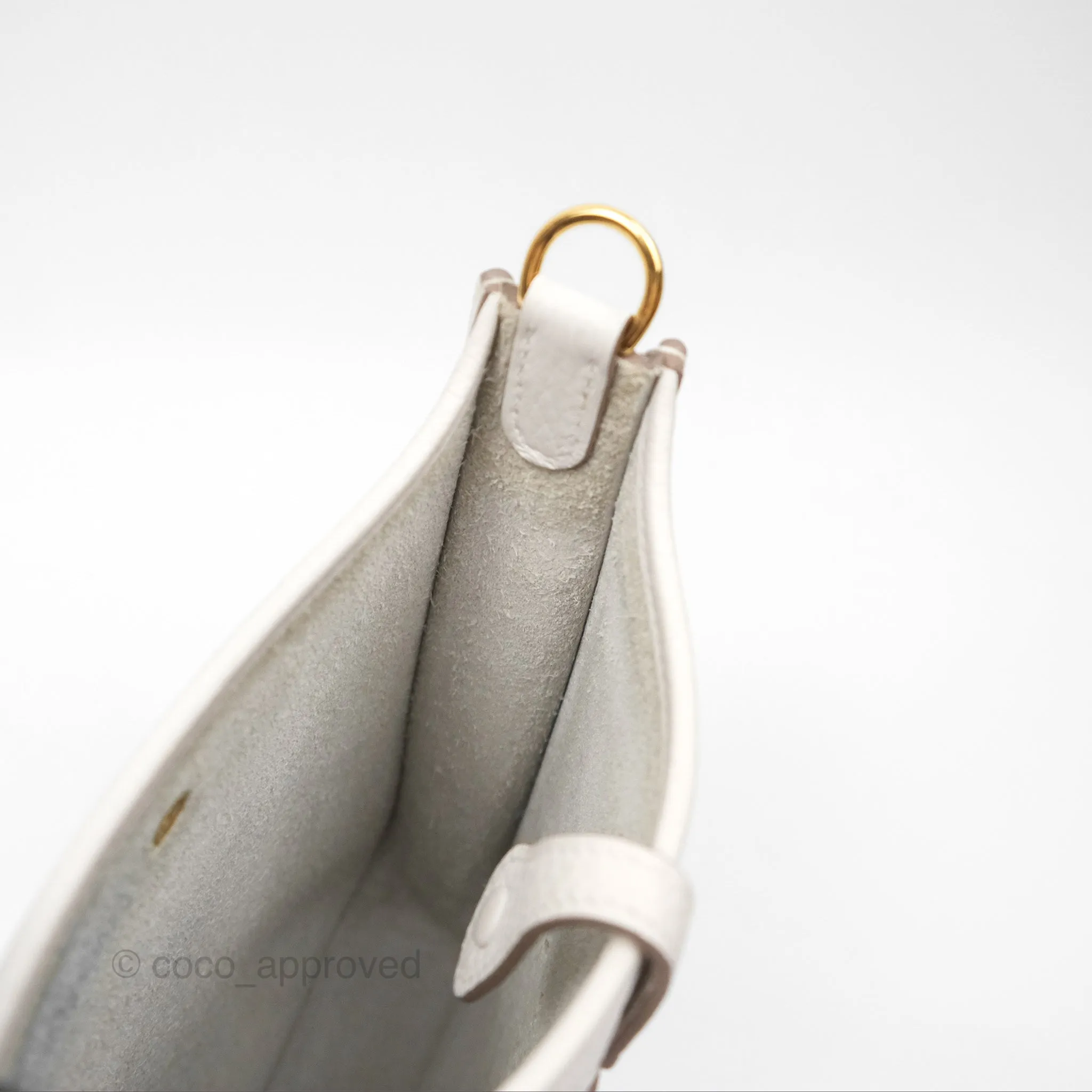 Herms Mini Evelyne 16 Gris Pale M4 Clemence Gold Hardware