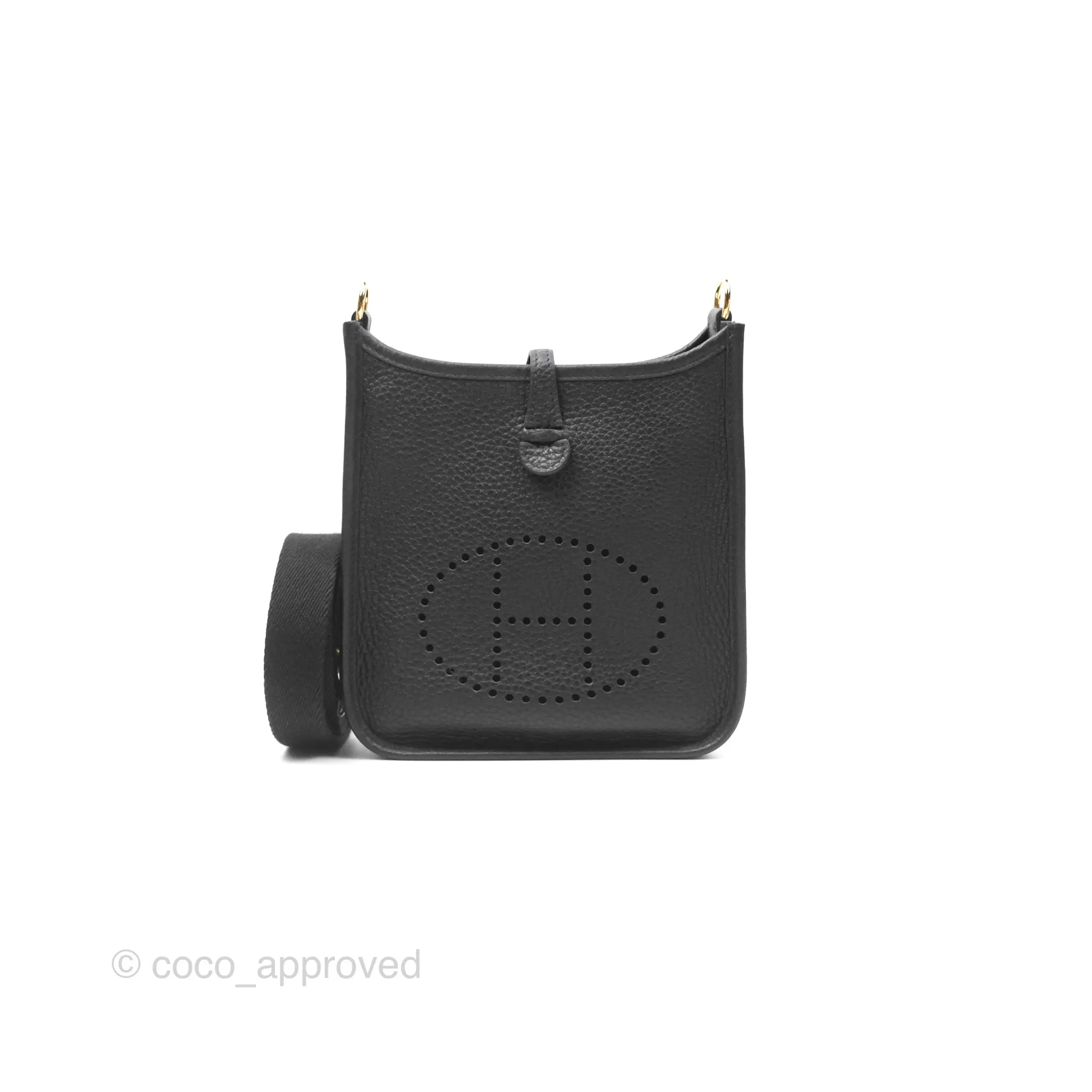 Herms Mini Evelyne 16 Noir 89 Clemence Gold Hardware