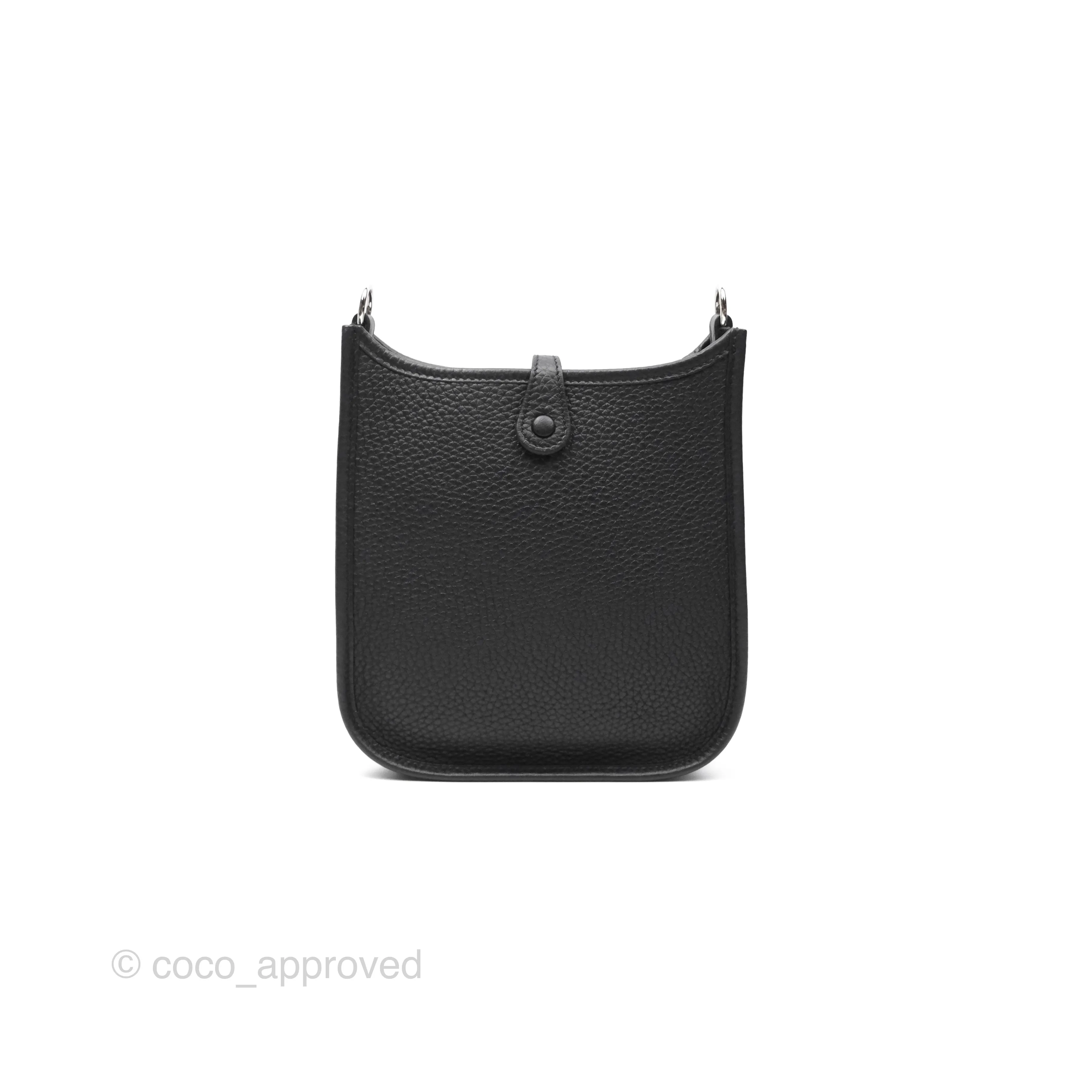 Herms Mini Evelyne 16 Noir 89 Clemence Palladium Hardware