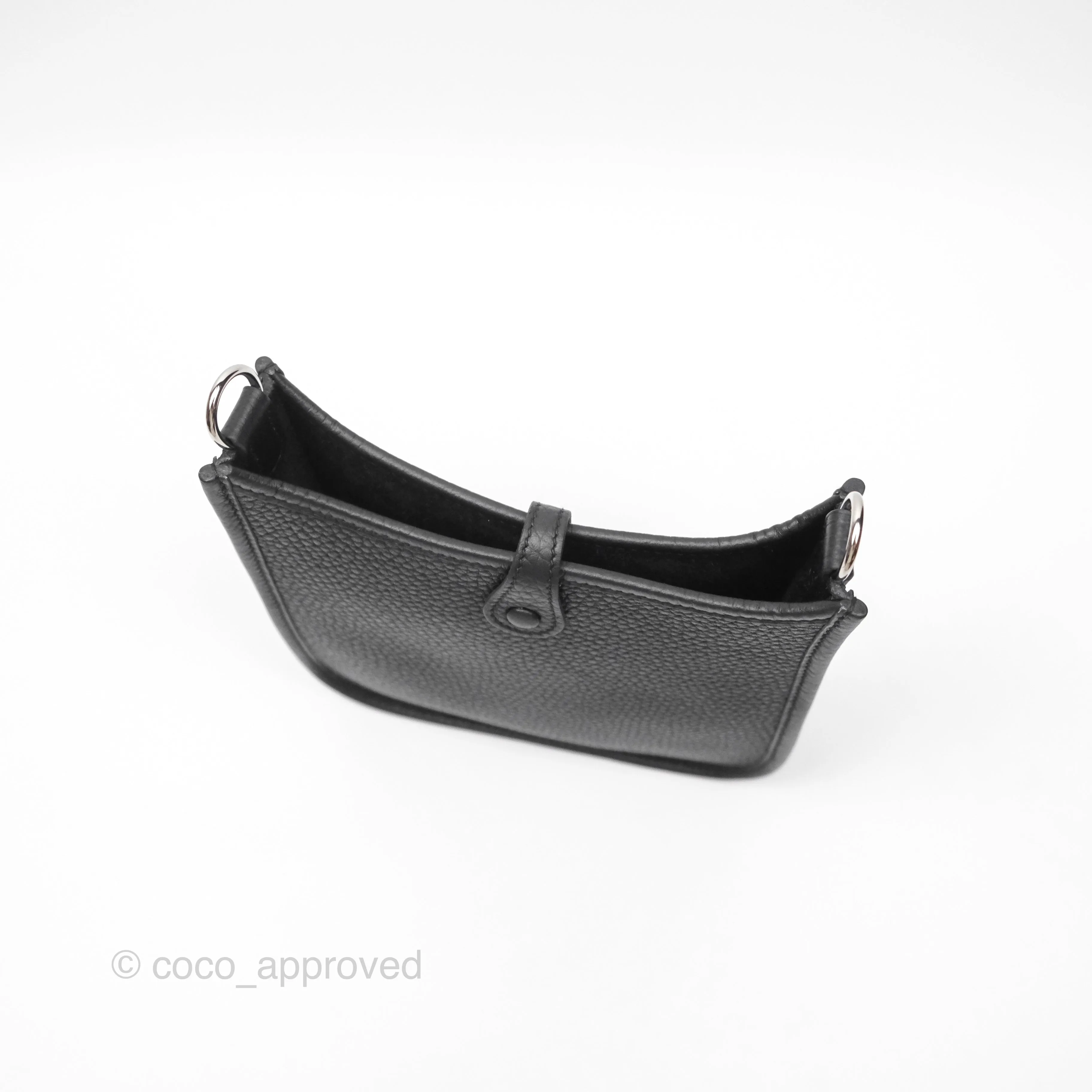 Herms Mini Evelyne 16 Noir 89 Clemence Palladium Hardware