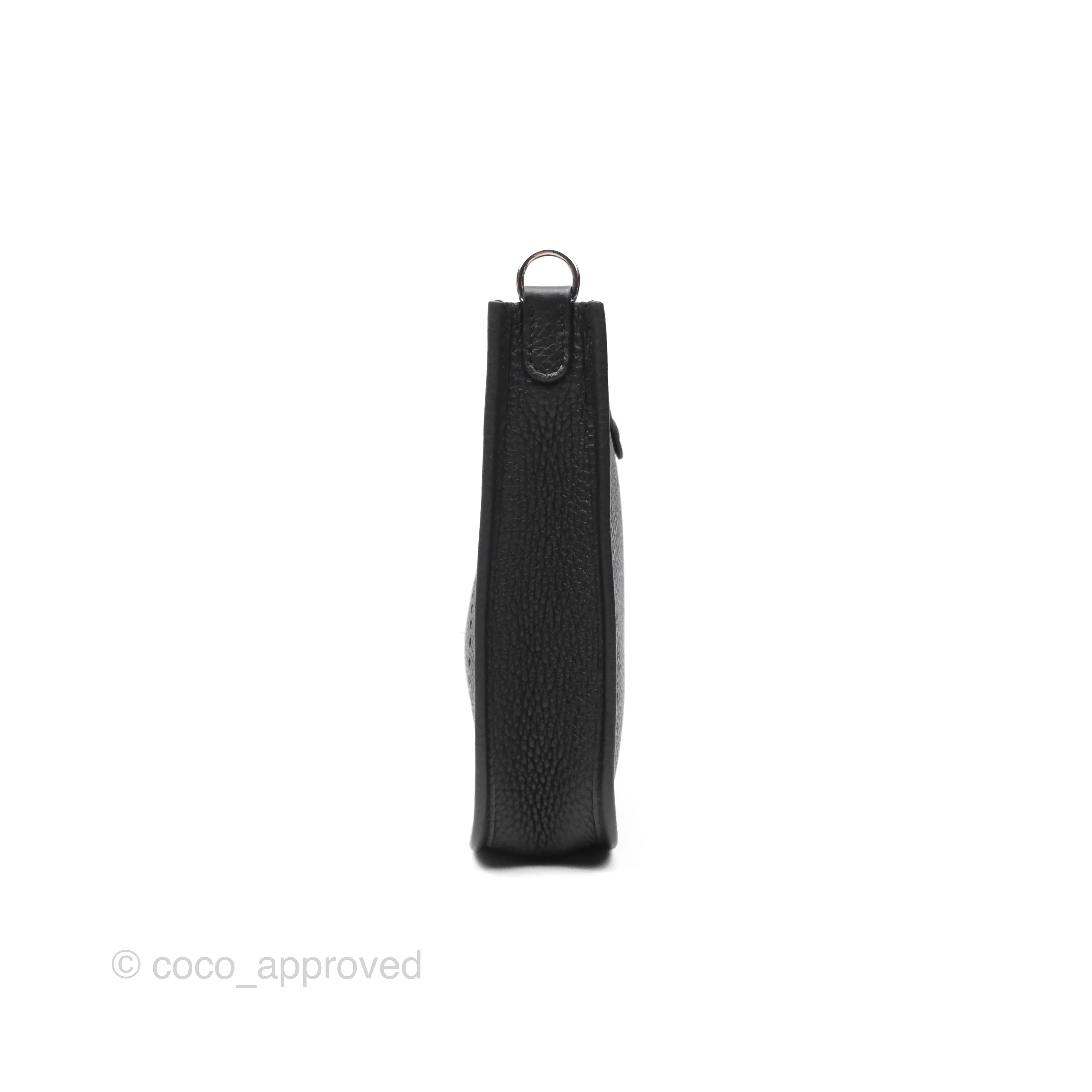 Herms Mini Evelyne 16 Noir 89 Clemence Palladium Hardware