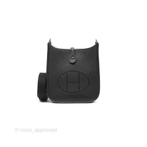 Herms Mini Evelyne 16 Noir 89 Clemence Palladium Hardware