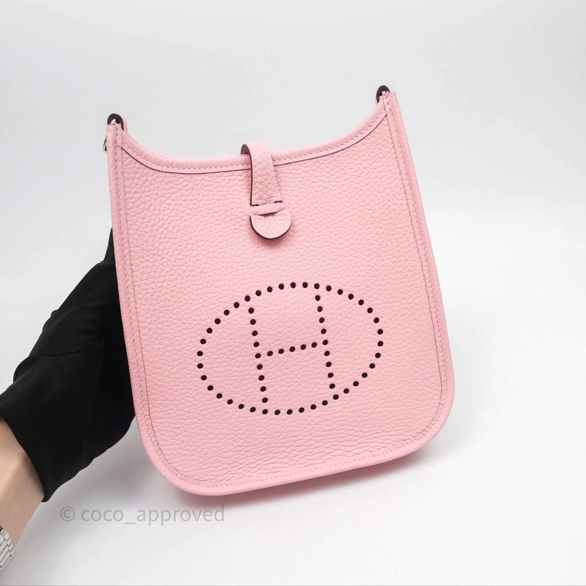 Herms Mini Evelyne 16 Sakura/Rose Clemence Palladium Hardware
