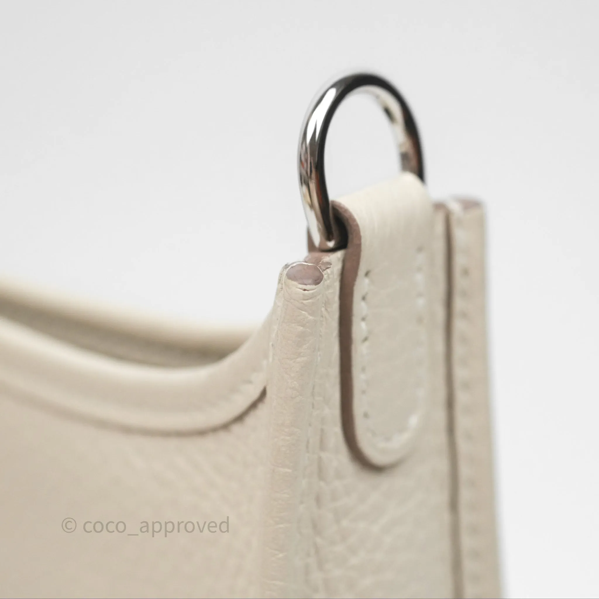 Herms Mini Evelyne Craie 10 Clemence Palladium Hardware