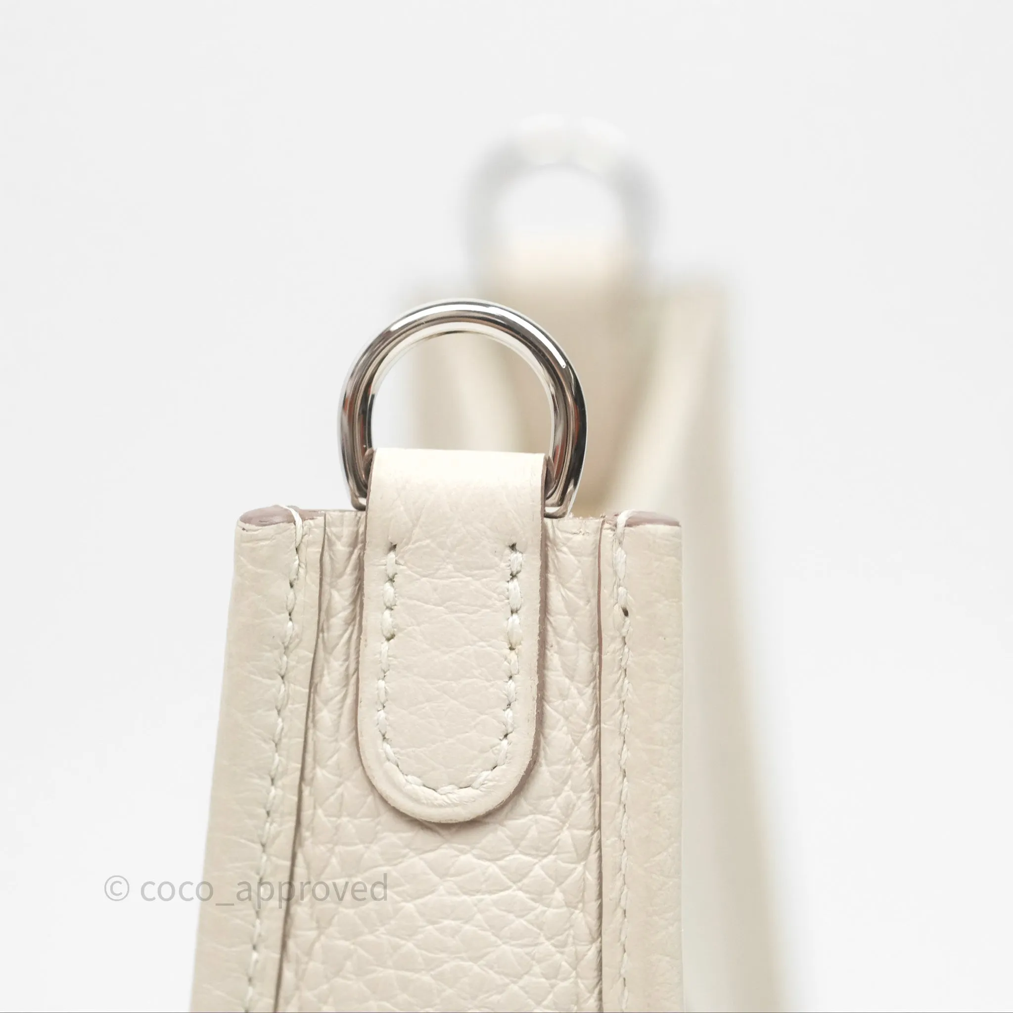 Herms Mini Evelyne Craie 10 Clemence Palladium Hardware
