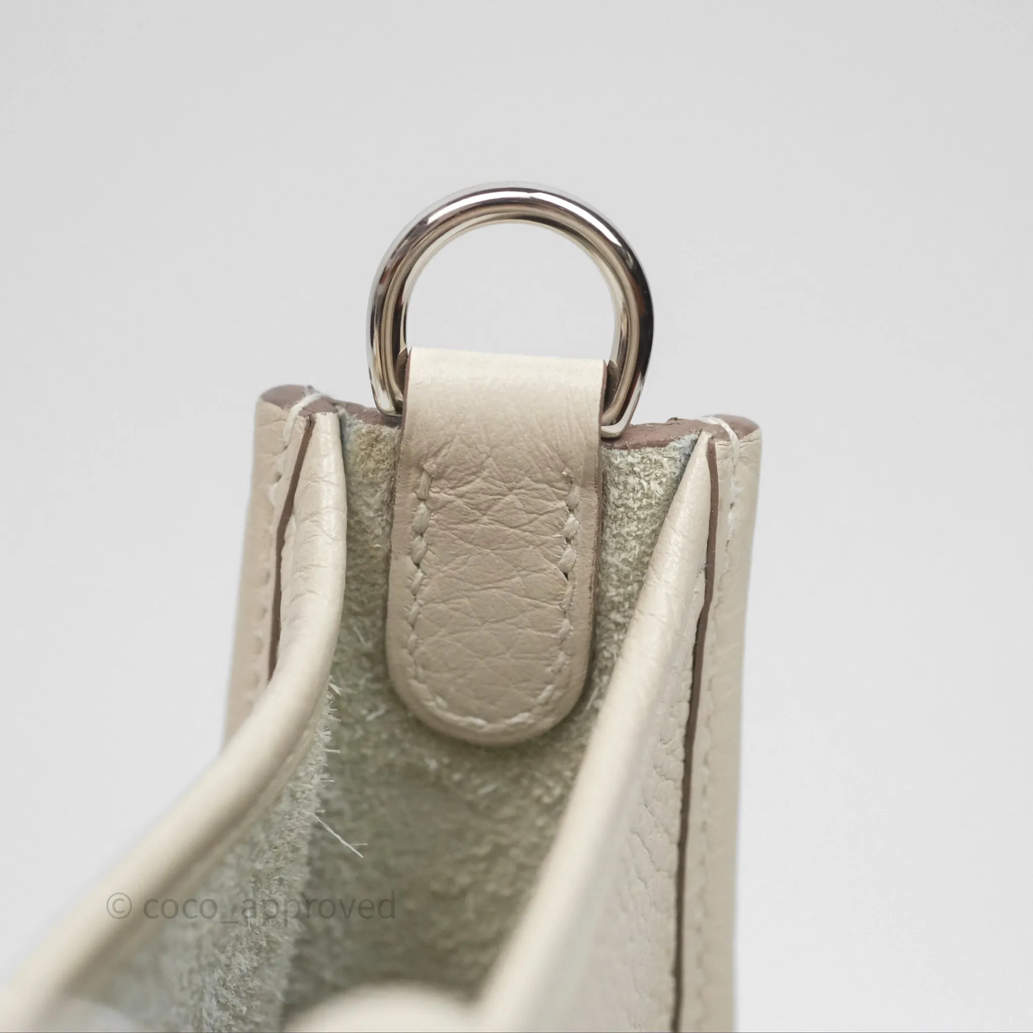 Herms Mini Evelyne Craie 10 Clemence Palladium Hardware