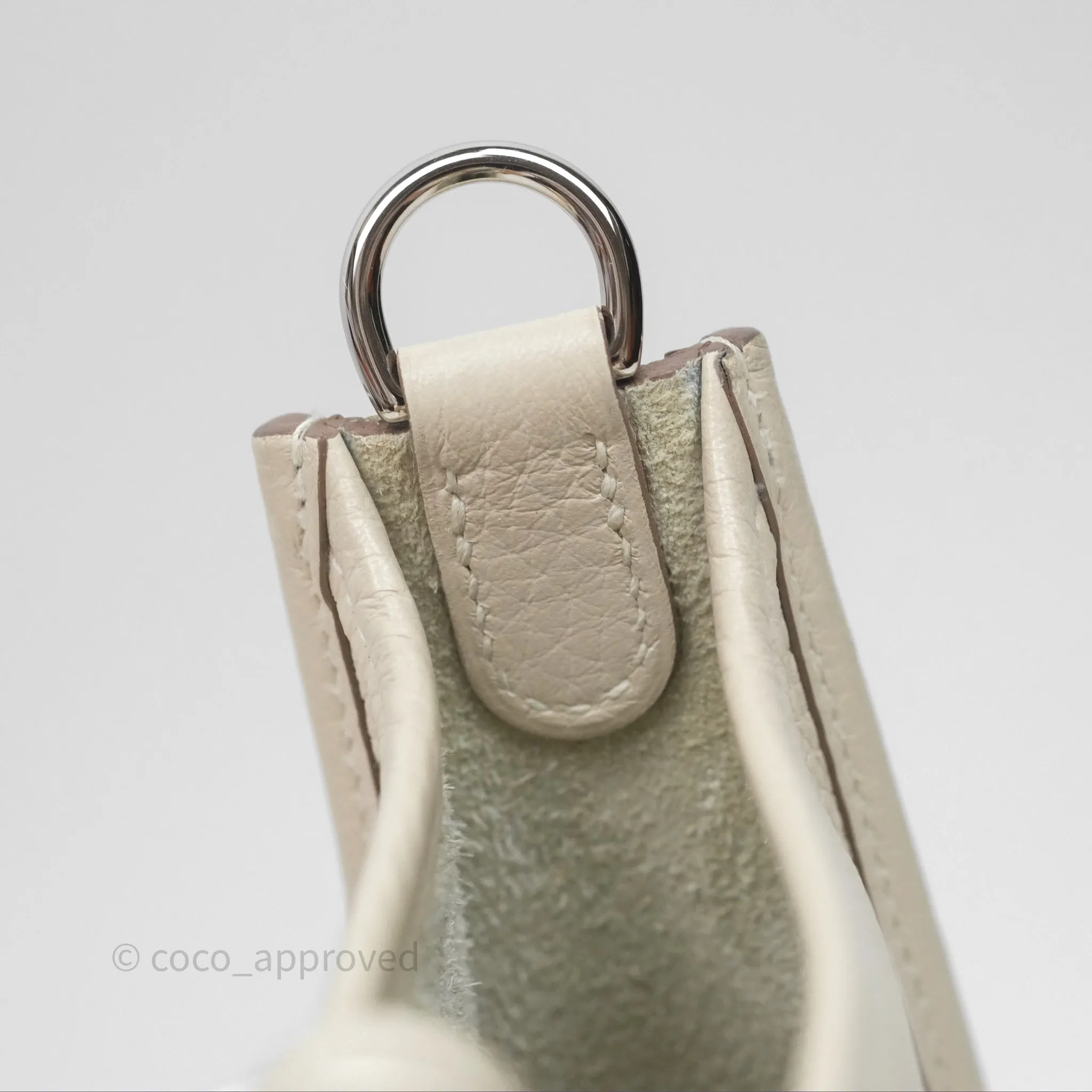 Herms Mini Evelyne Craie 10 Clemence Palladium Hardware