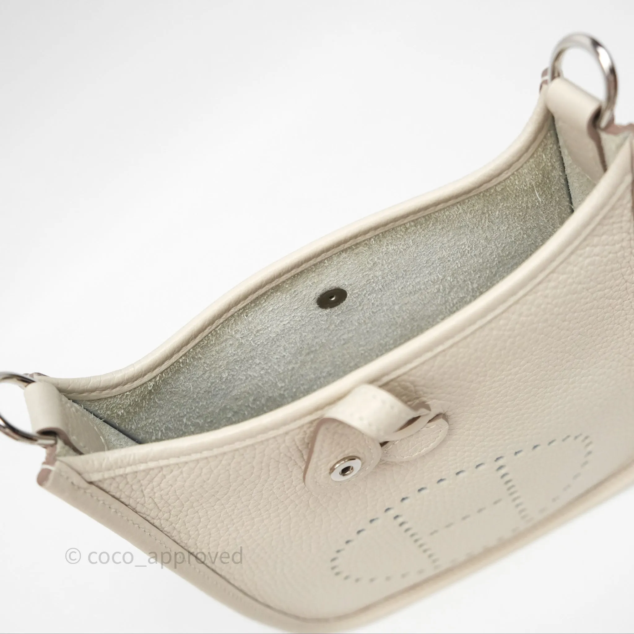 Herms Mini Evelyne Craie 10 Clemence Palladium Hardware