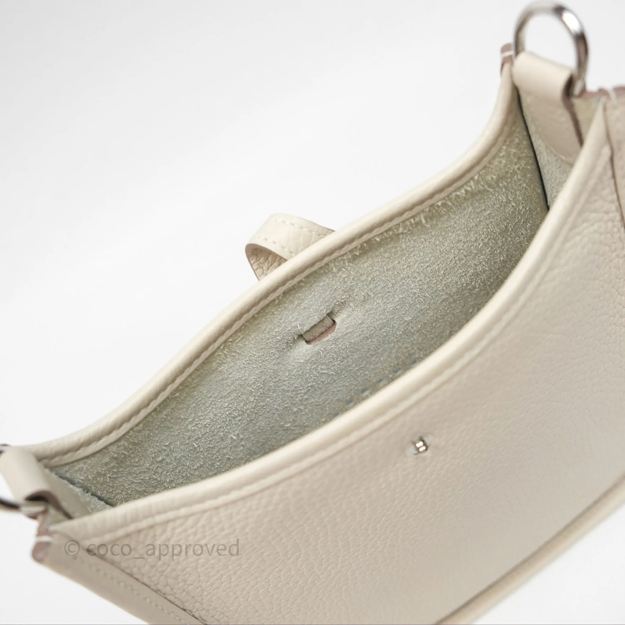 Herms Mini Evelyne Craie 10 Clemence Palladium Hardware