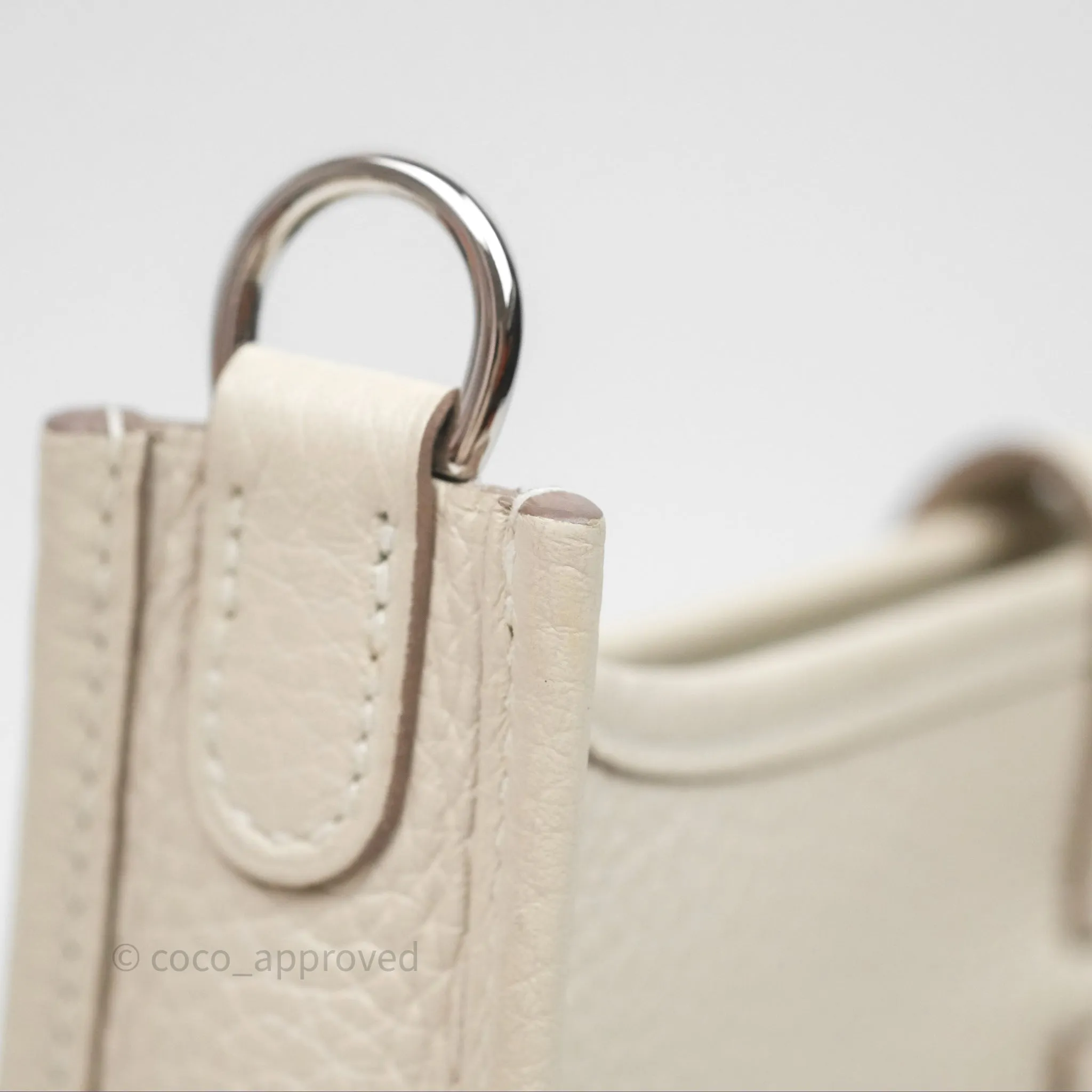 Herms Mini Evelyne Craie 10 Clemence Palladium Hardware