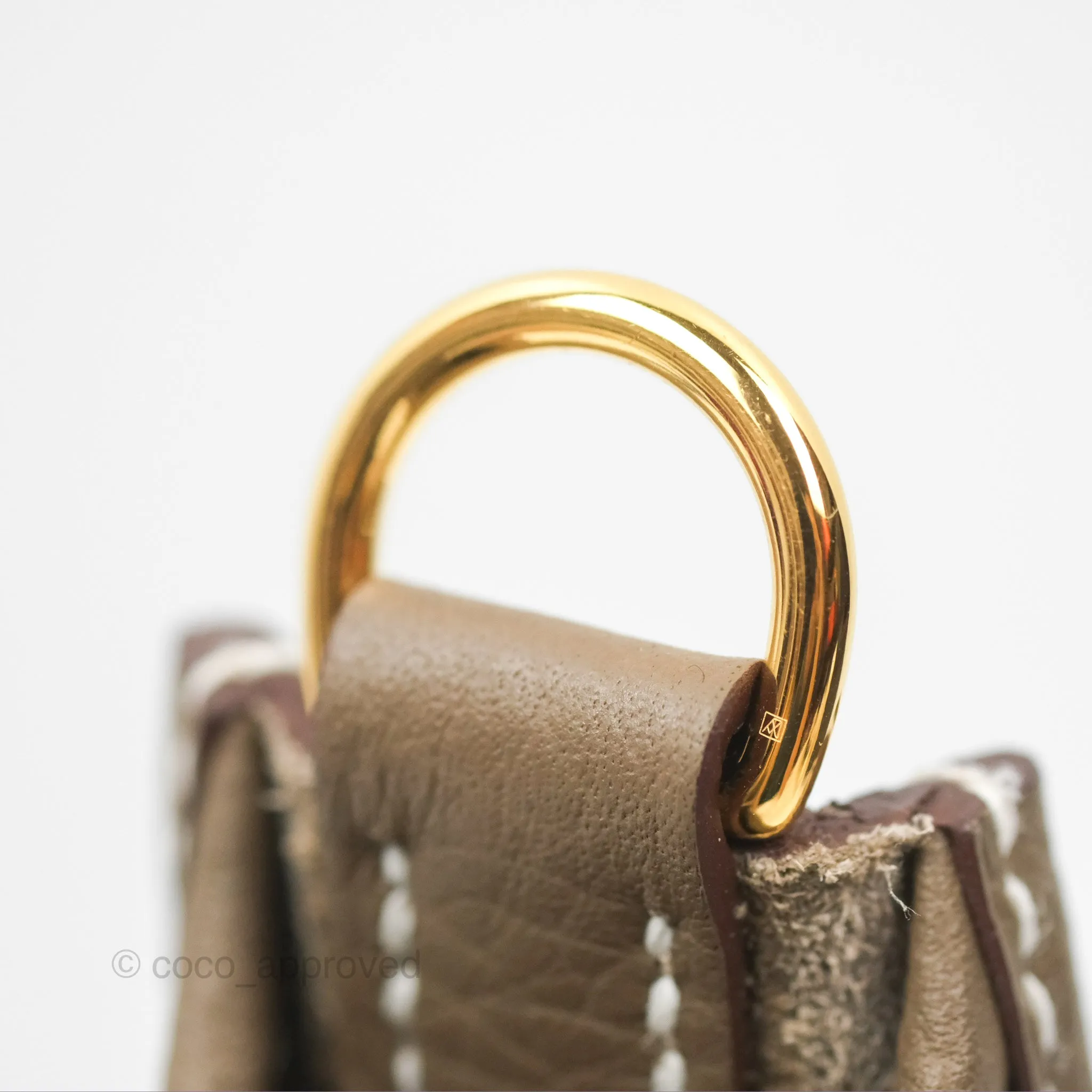 Herms Mini Evelyne Etoupe Clemence Gold Hardware with Bleu Indigo Strap