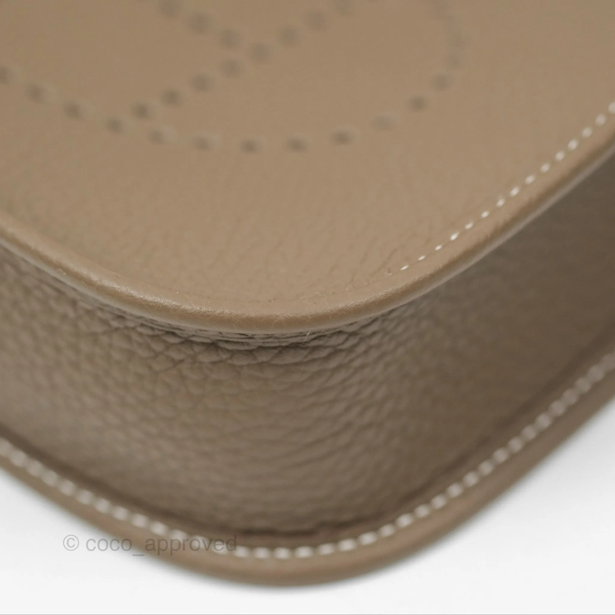 Herms Mini Evelyne Etoupe Clemence Gold Hardware with Bleu Indigo Strap