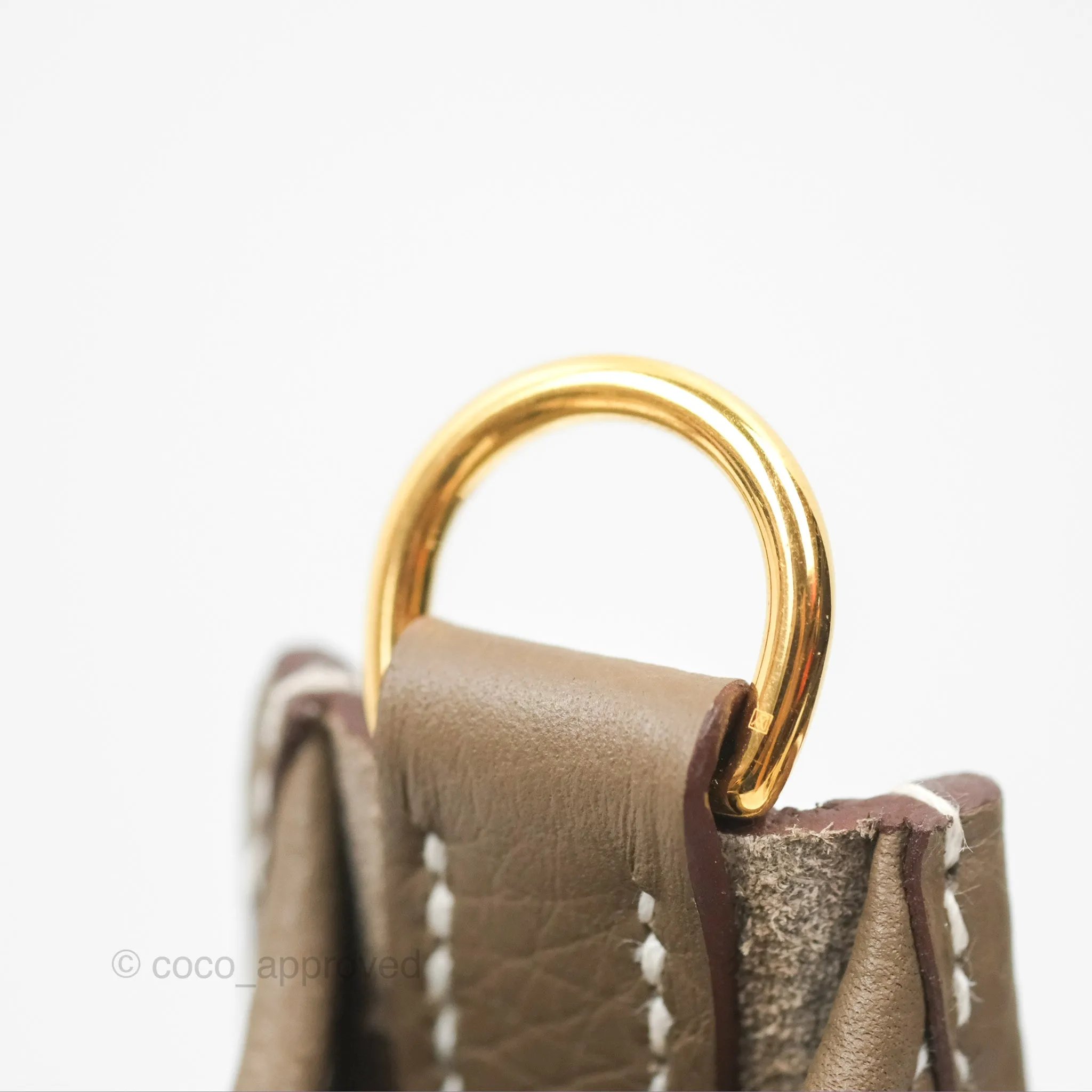 Herms Mini Evelyne Etoupe Clemence Gold Hardware with Bleu Indigo Strap