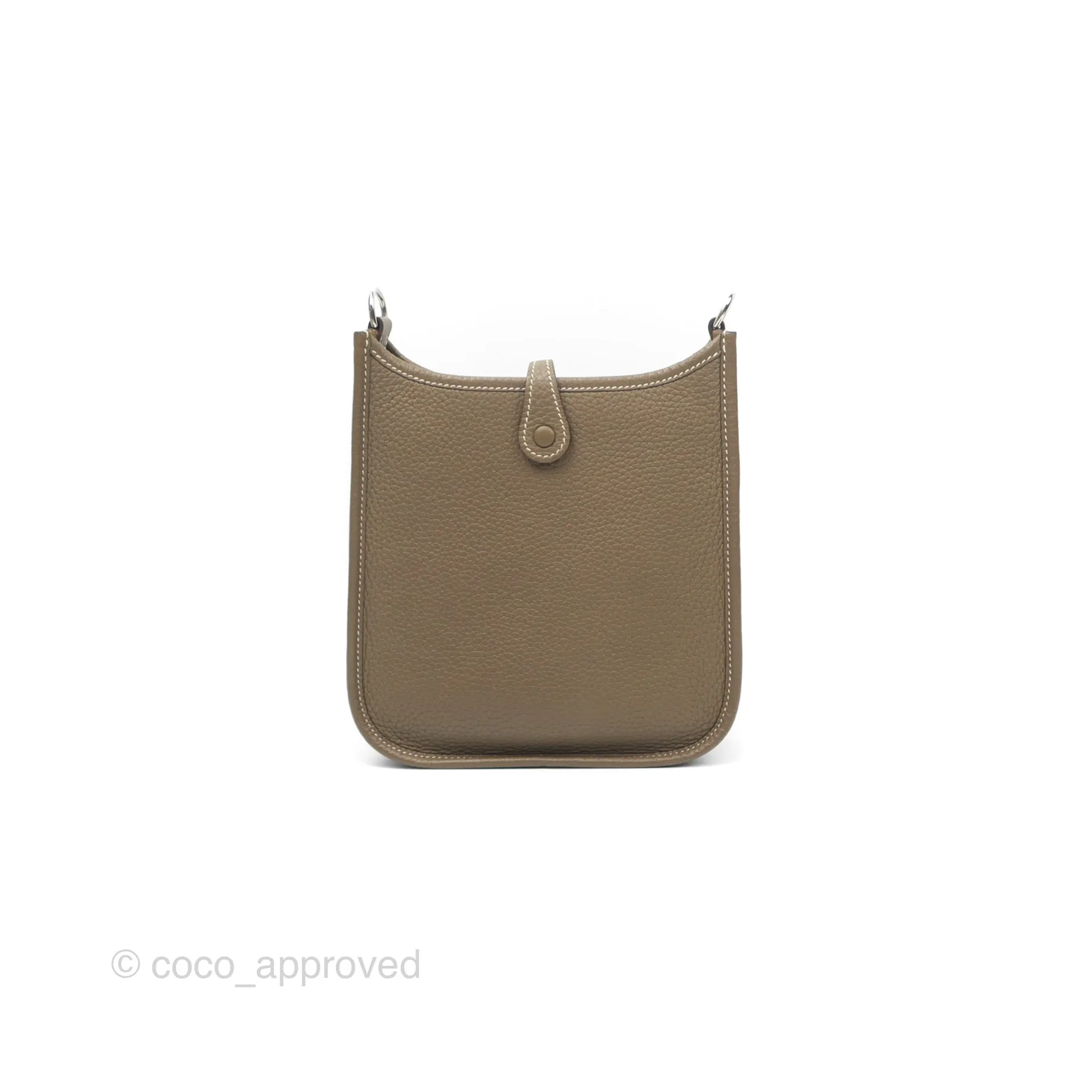 Herms Mini Evelyne Etoupe Clemence Palladium Hardware with Bleu Indigo Strap