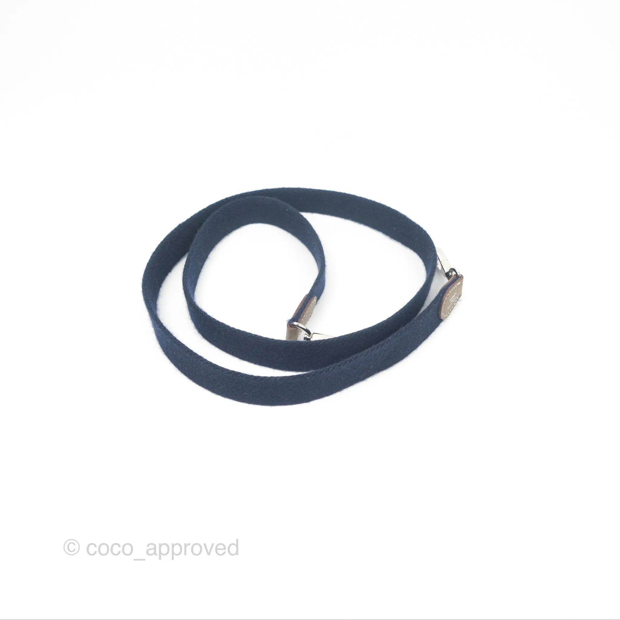 Herms Mini Evelyne Etoupe Clemence Palladium Hardware with Bleu Indigo Strap