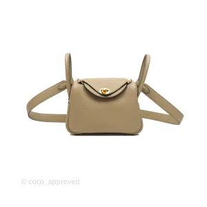 Herms Mini Lindy 20 Beige Marfa 8Q Clemence Gold Hardware
