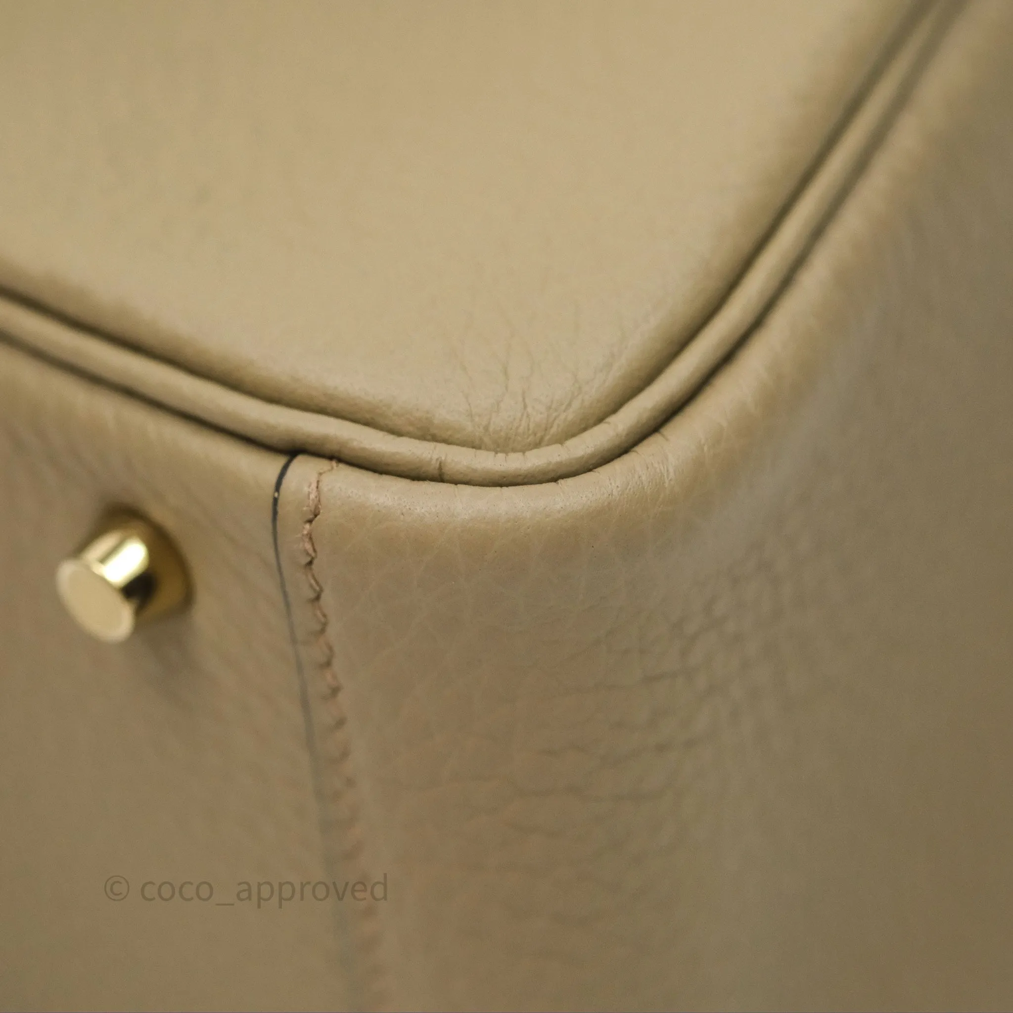 Herms Mini Lindy 20 Beige Marfa 8Q Clemence Gold Hardware