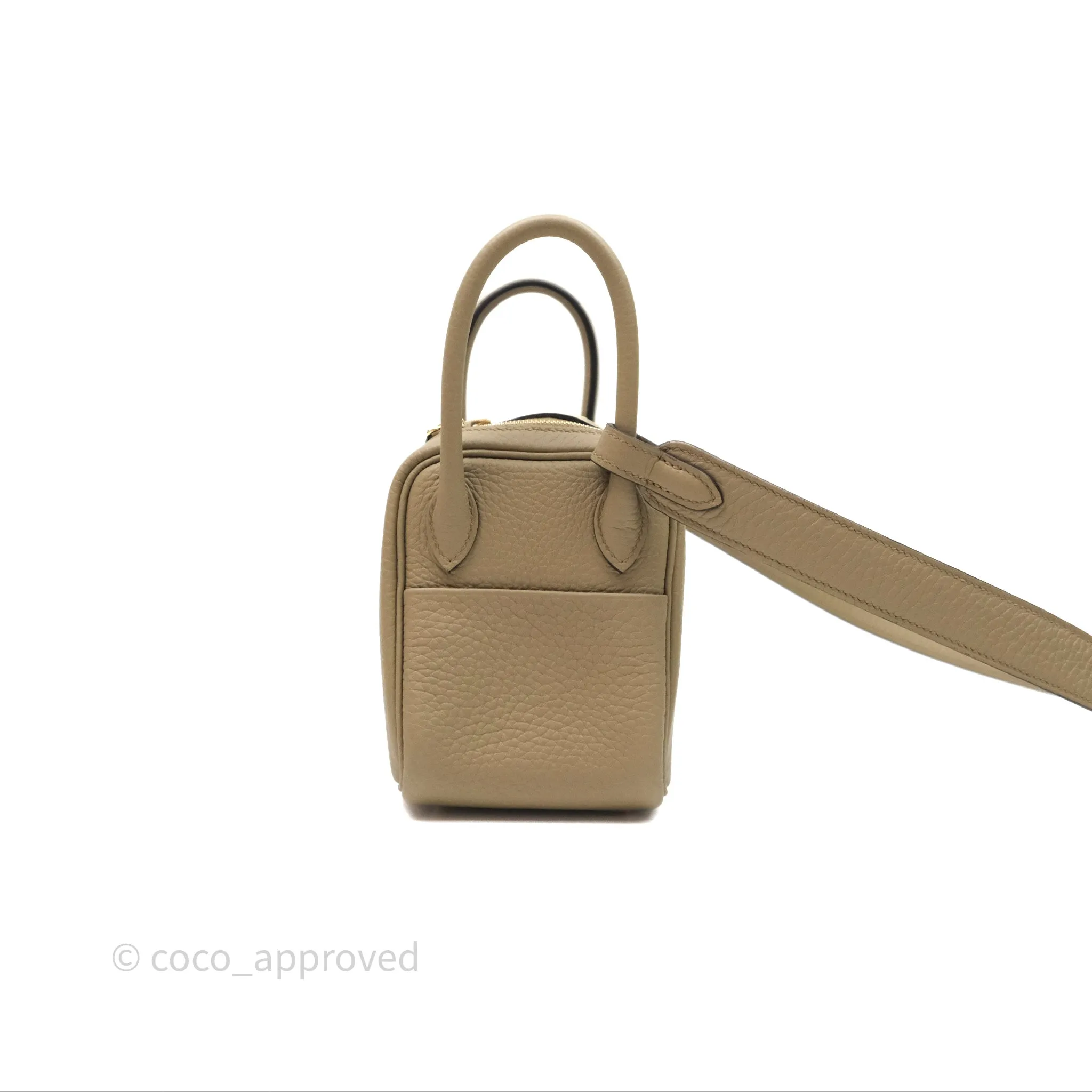 Herms Mini Lindy 20 Beige Marfa 8Q Clemence Gold Hardware