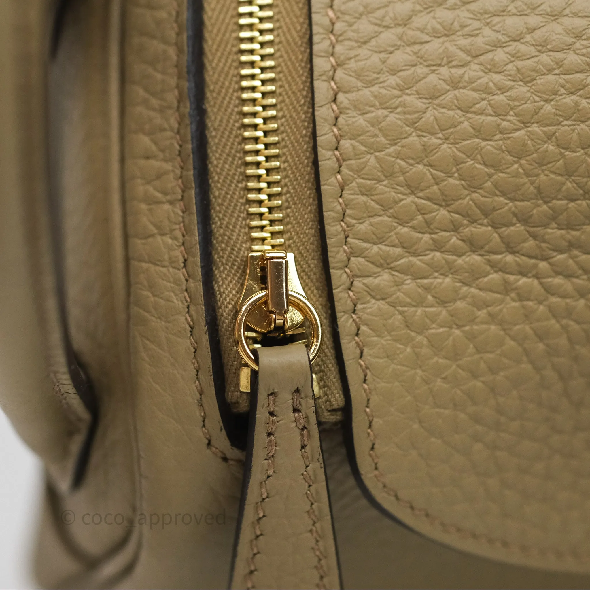 Herms Mini Lindy 20 Beige Marfa 8Q Clemence Gold Hardware