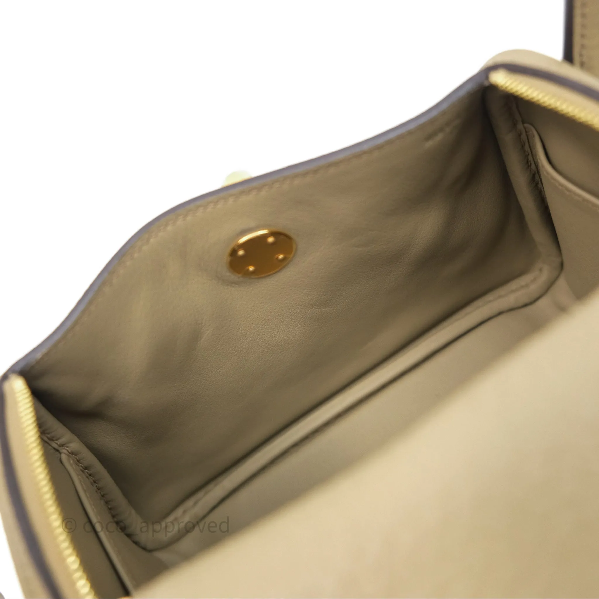 Herms Mini Lindy 20 Beige Marfa 8Q Clemence Gold Hardware