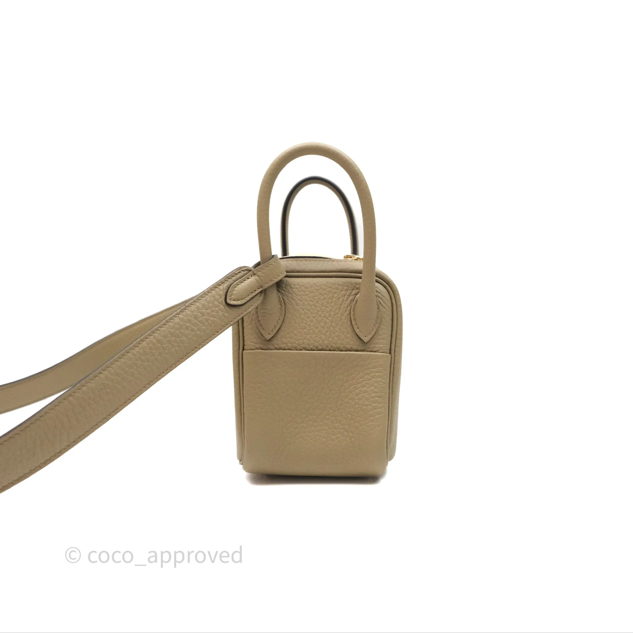 Herms Mini Lindy 20 Beige Marfa 8Q Clemence Gold Hardware