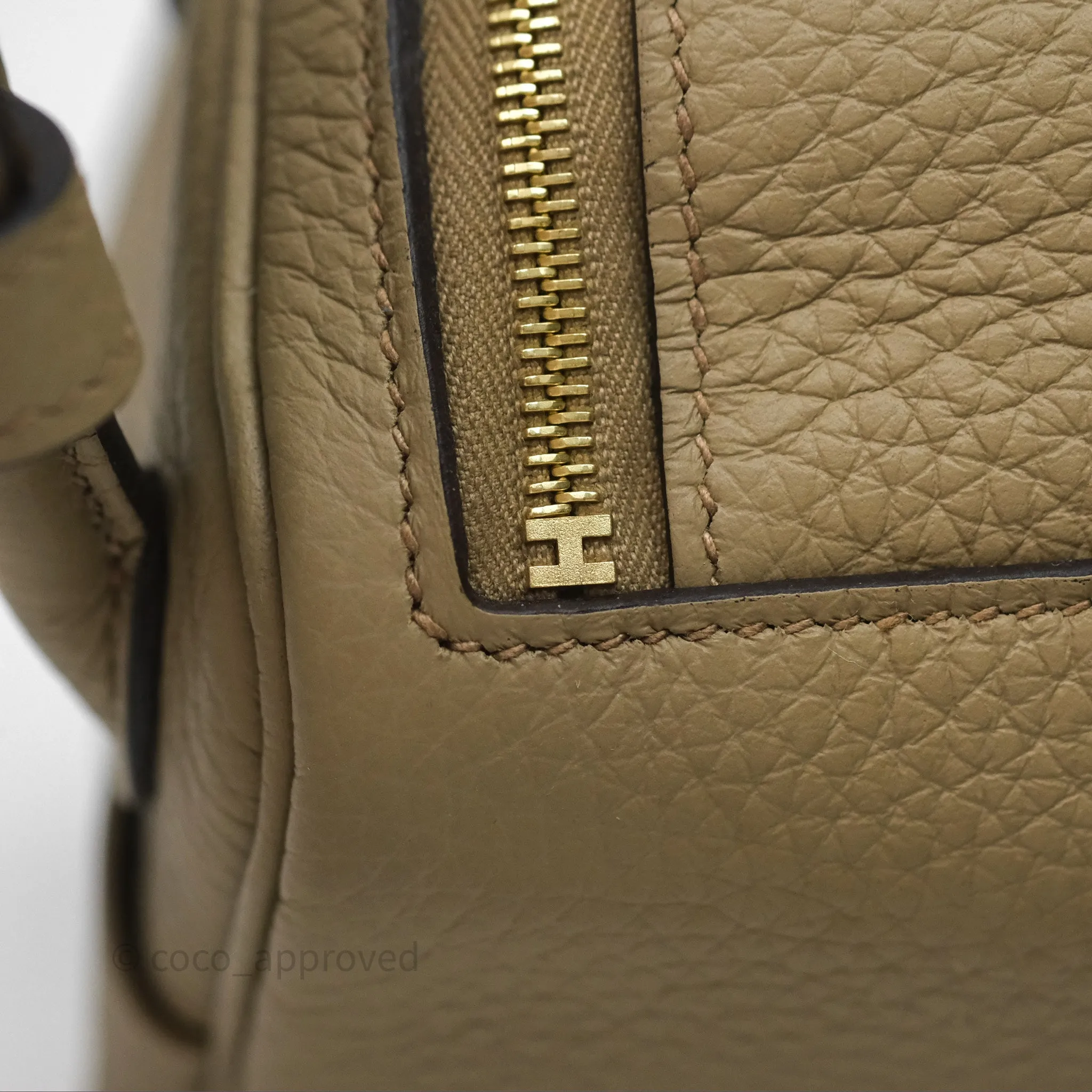 Herms Mini Lindy 20 Beige Marfa 8Q Clemence Gold Hardware