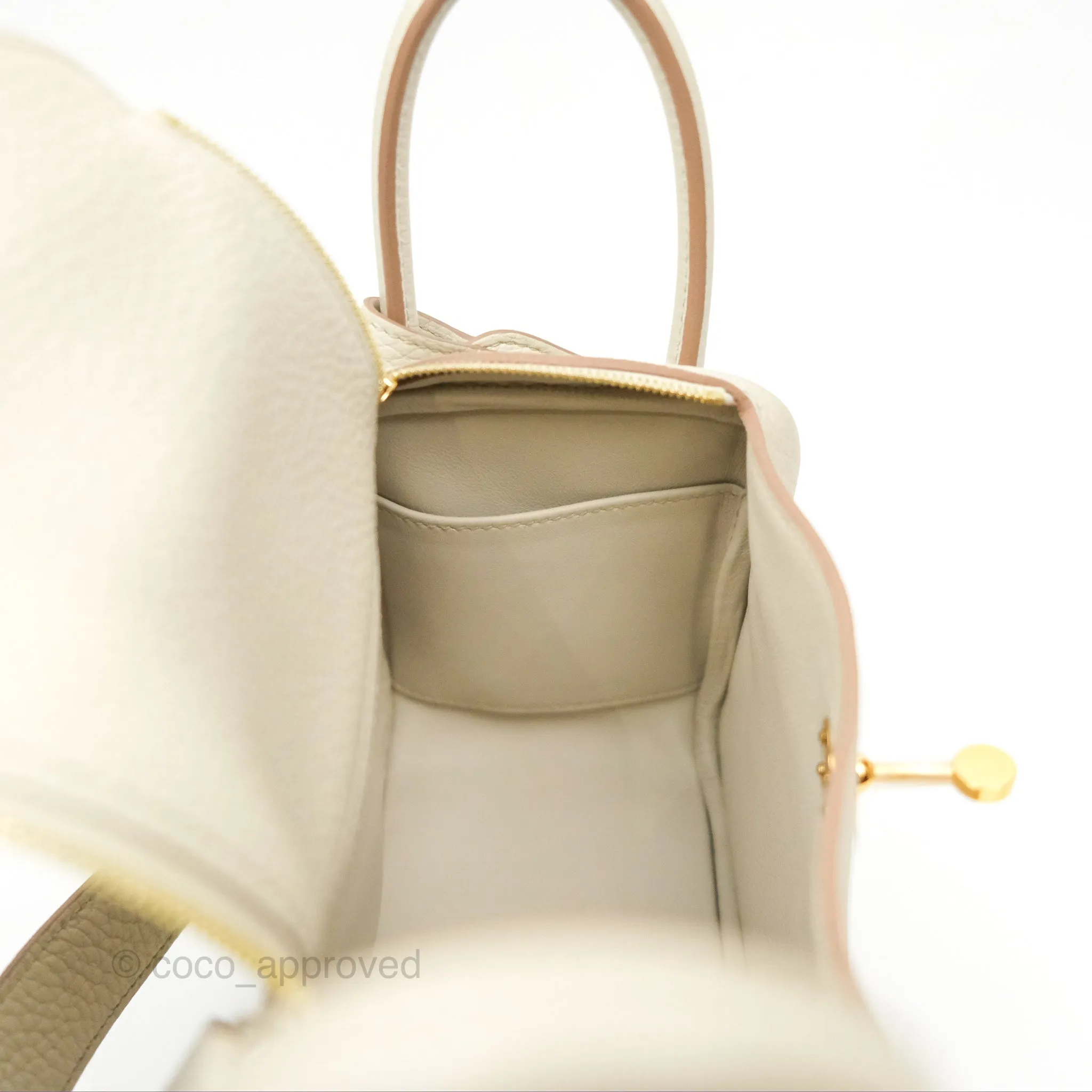 Herms Mini Lindy 20 Beton Clemence Gold Hardware