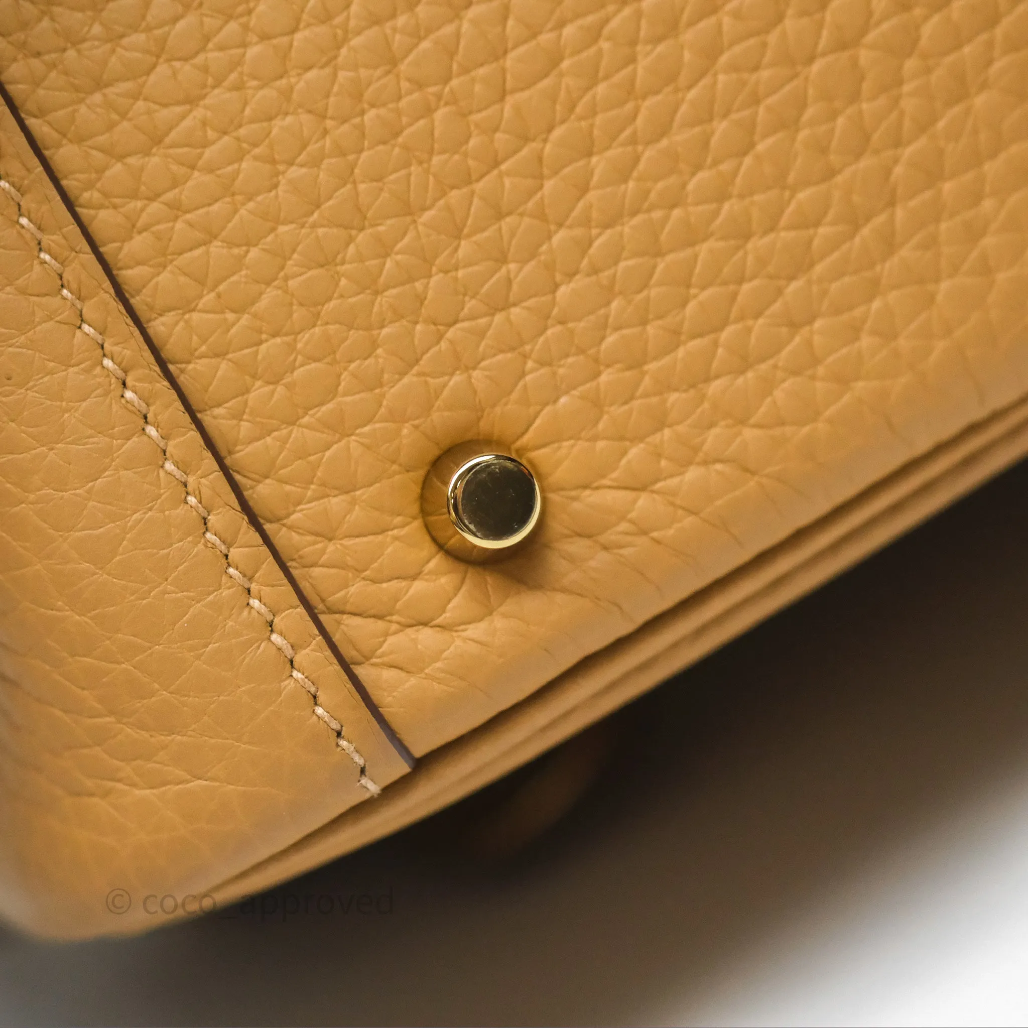 Herms Mini Lindy 20 Biscuit 4B Clemence Gold Hardware With Rodeo