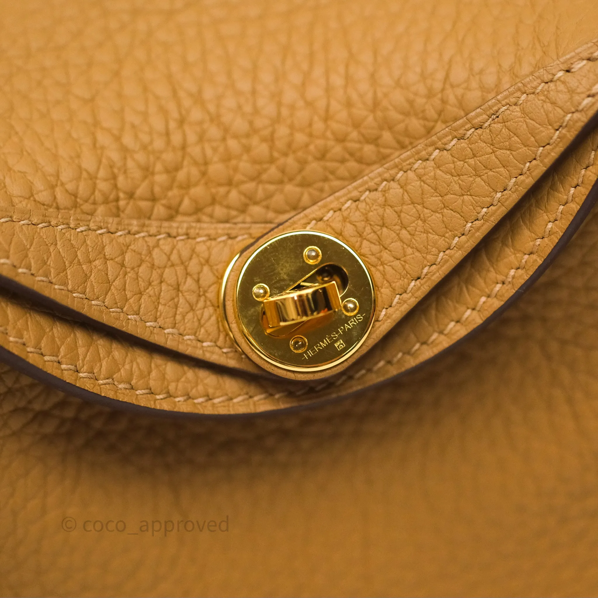 Herms Mini Lindy 20 Biscuit 4B Clemence Gold Hardware With Rodeo