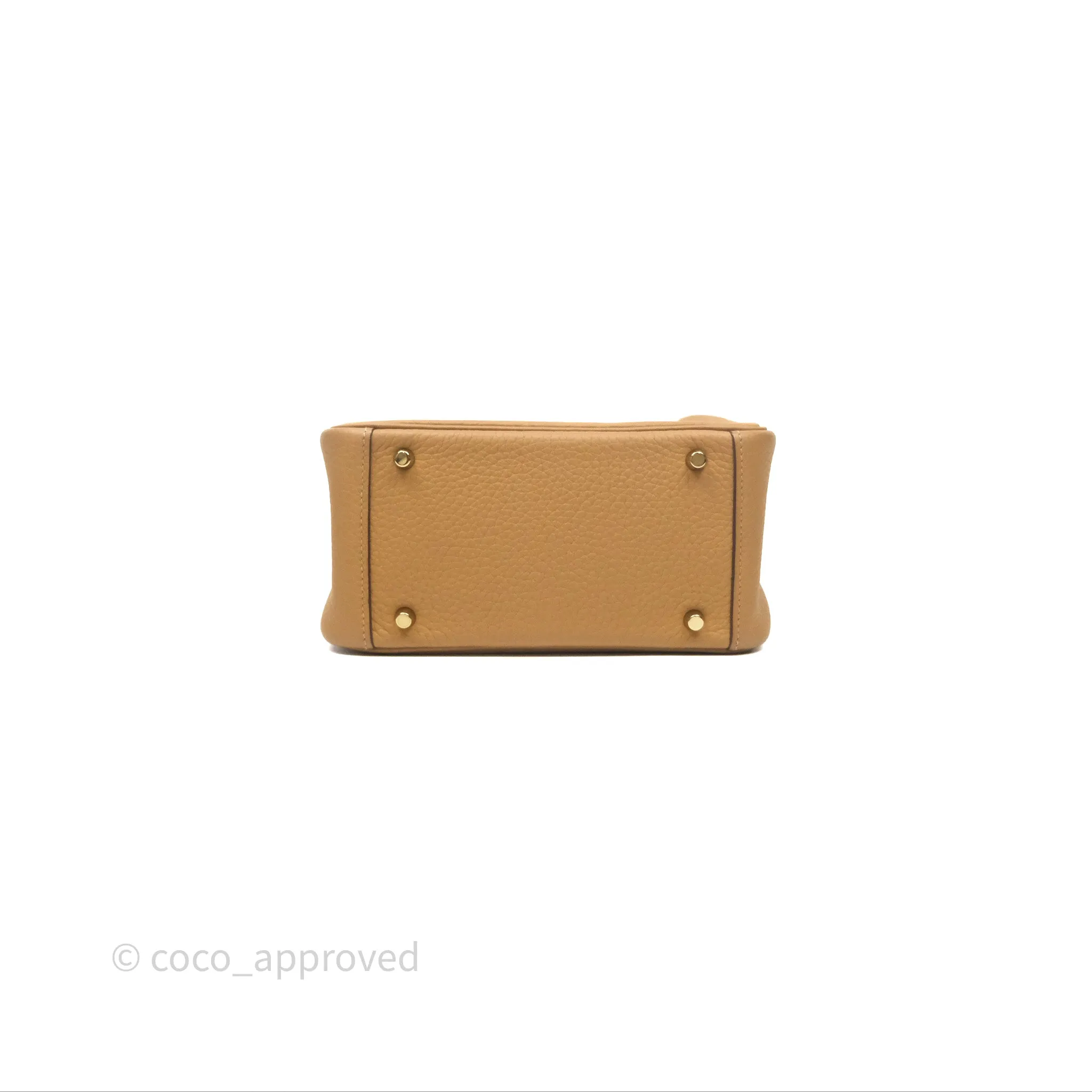 Herms Mini Lindy 20 Biscuit 4B Clemence Gold Hardware With Rodeo