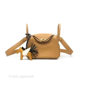 Herms Mini Lindy 20 Biscuit 4B Clemence Gold Hardware With Rodeo