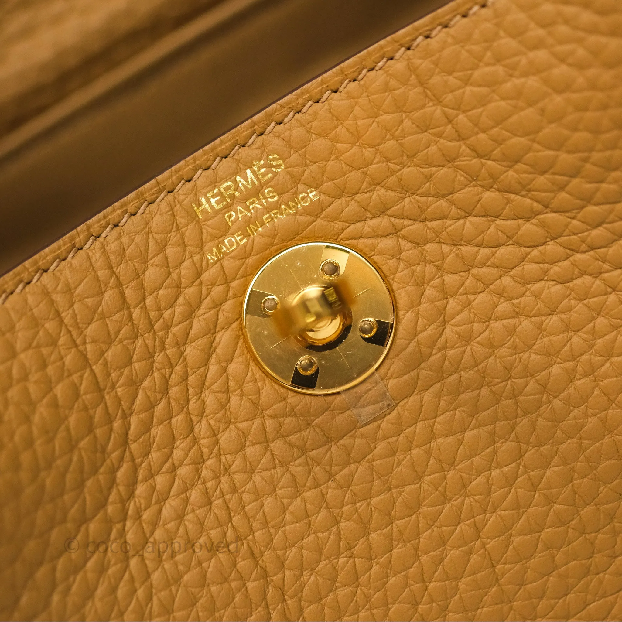 Herms Mini Lindy 20 Biscuit 4B Clemence Gold Hardware With Rodeo