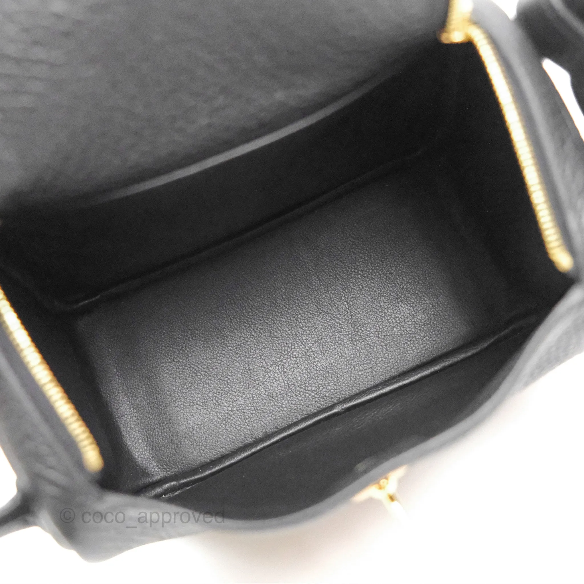 Herms Mini Lindy 20 Black Clemence Gold Hardware