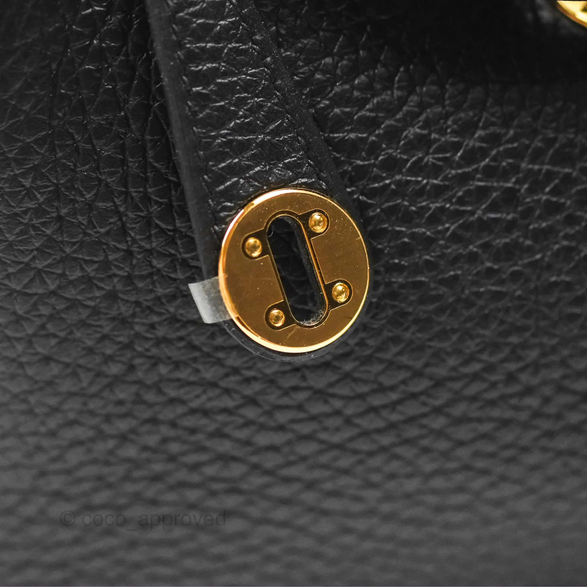 Herms Mini Lindy 20 Black Clemence Gold Hardware
