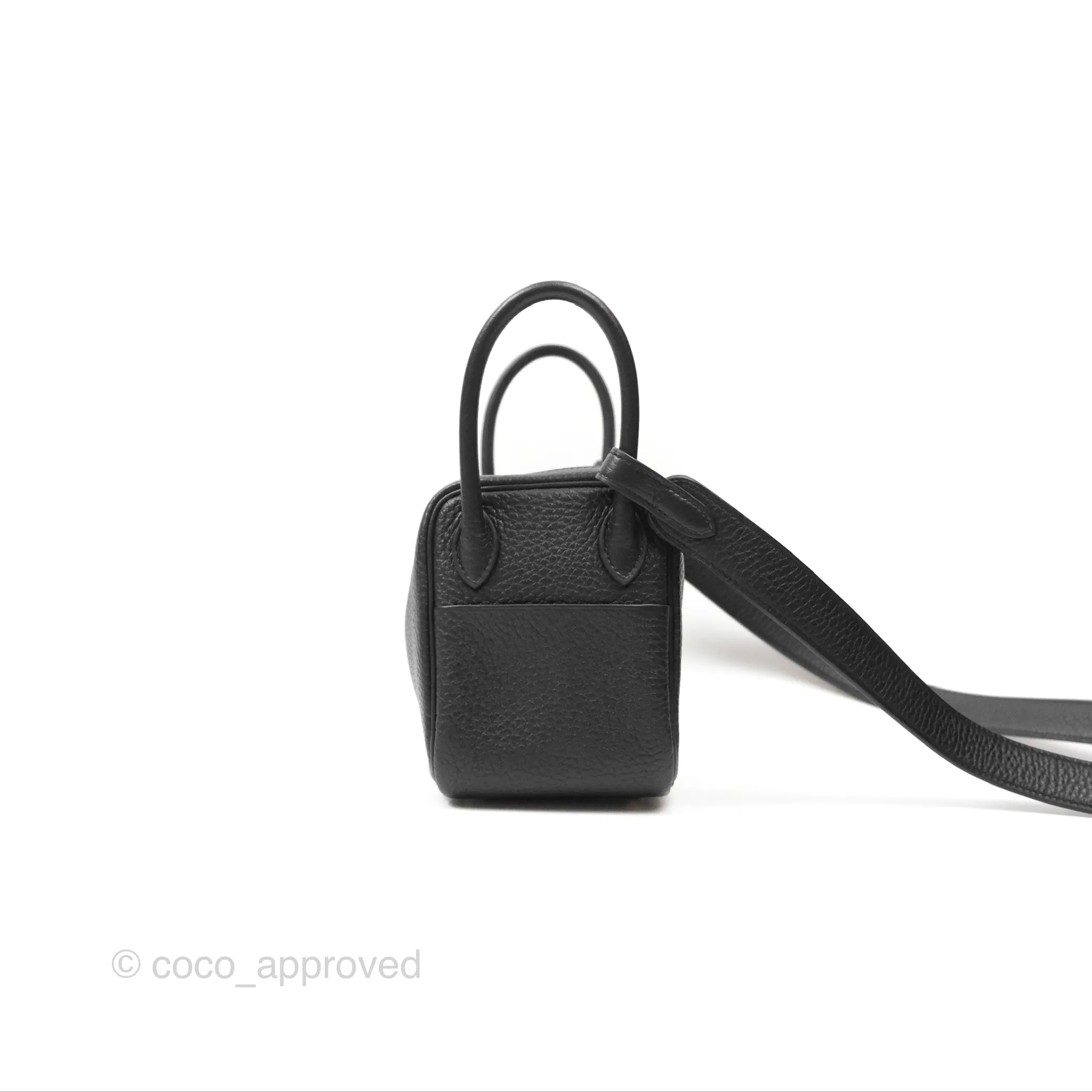 Herms Mini Lindy 20 Black Clemence Gold Hardware