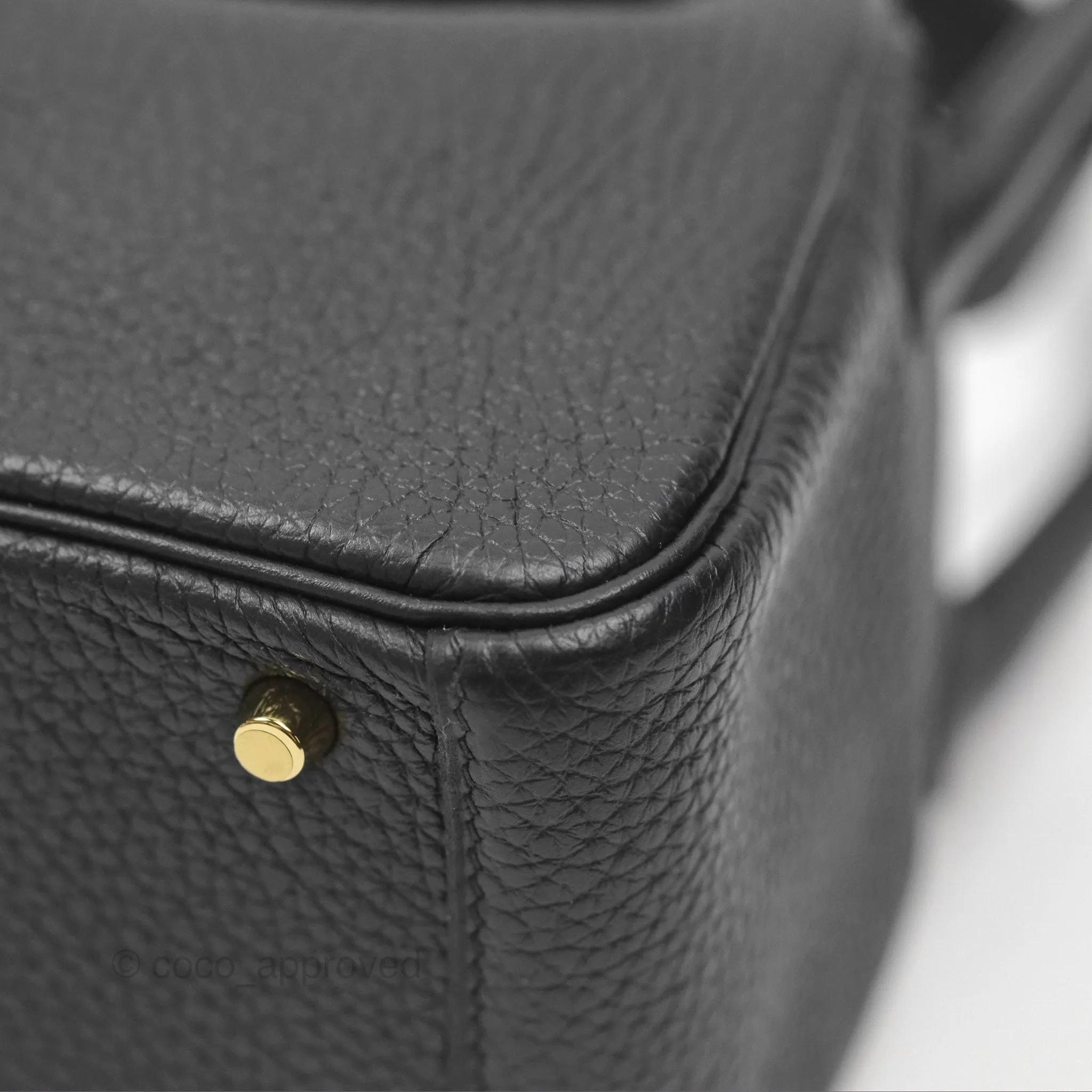 Herms Mini Lindy 20 Black Clemence Gold Hardware
