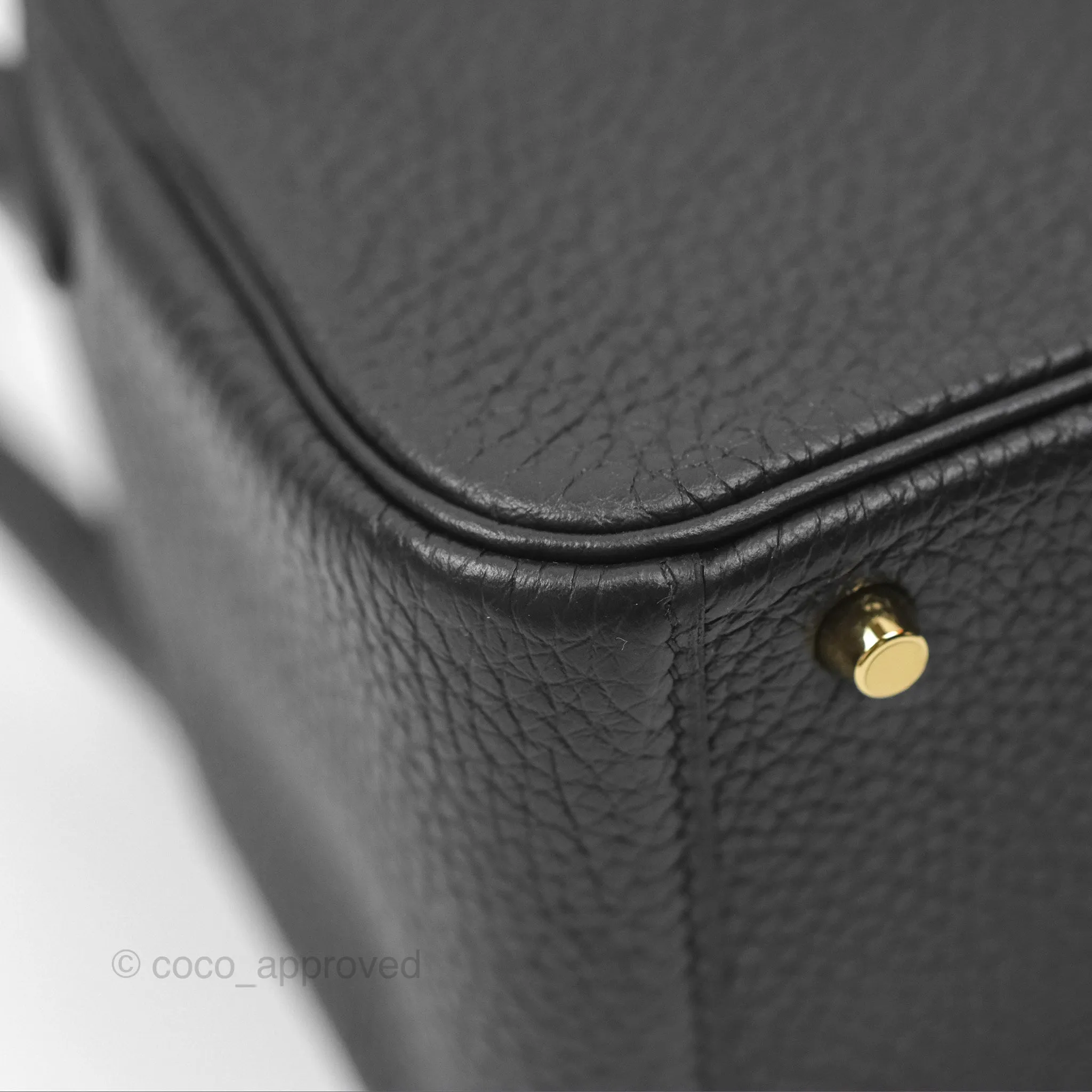 Herms Mini Lindy 20 Black Clemence Gold Hardware
