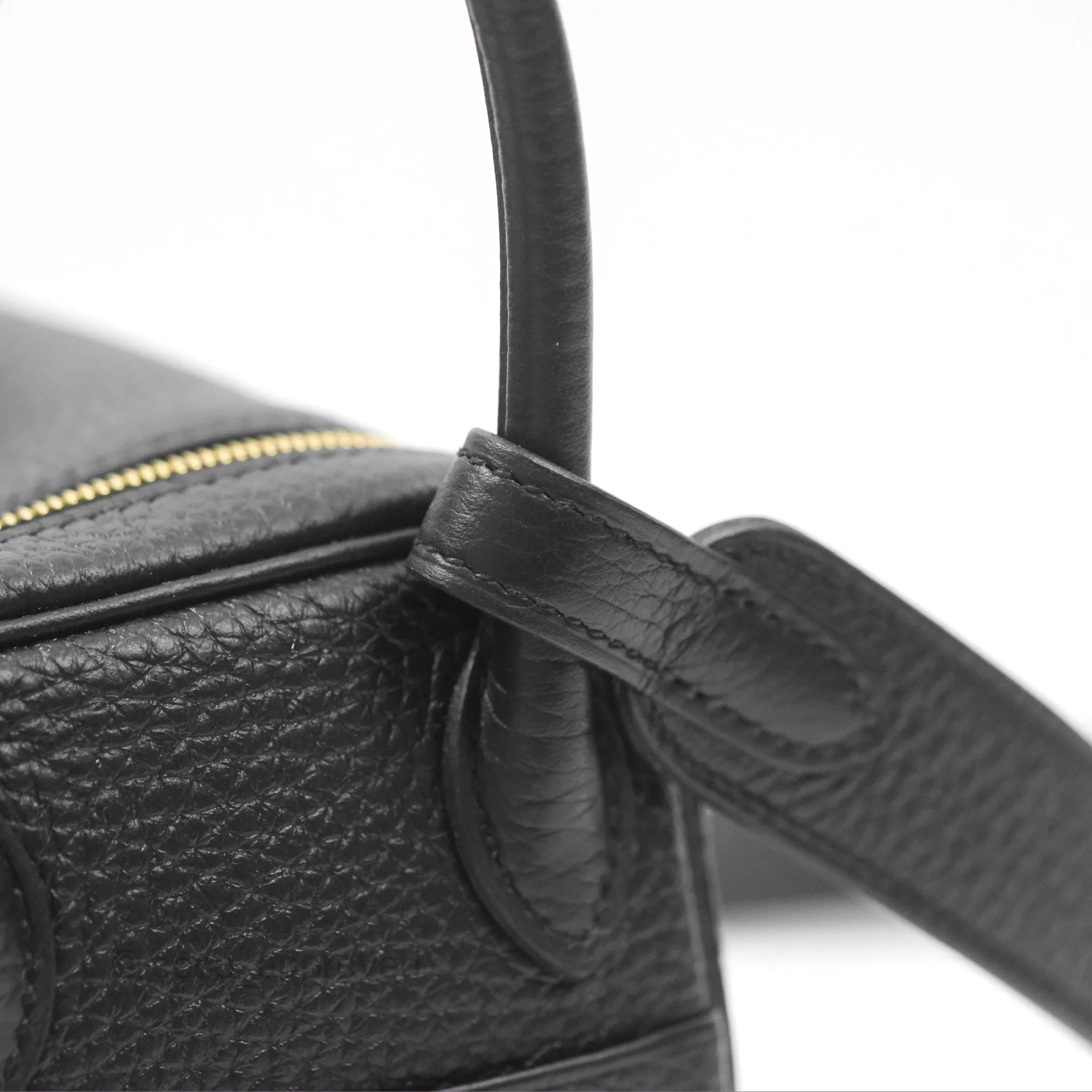 Herms Mini Lindy 20 Black Clemence Gold Hardware