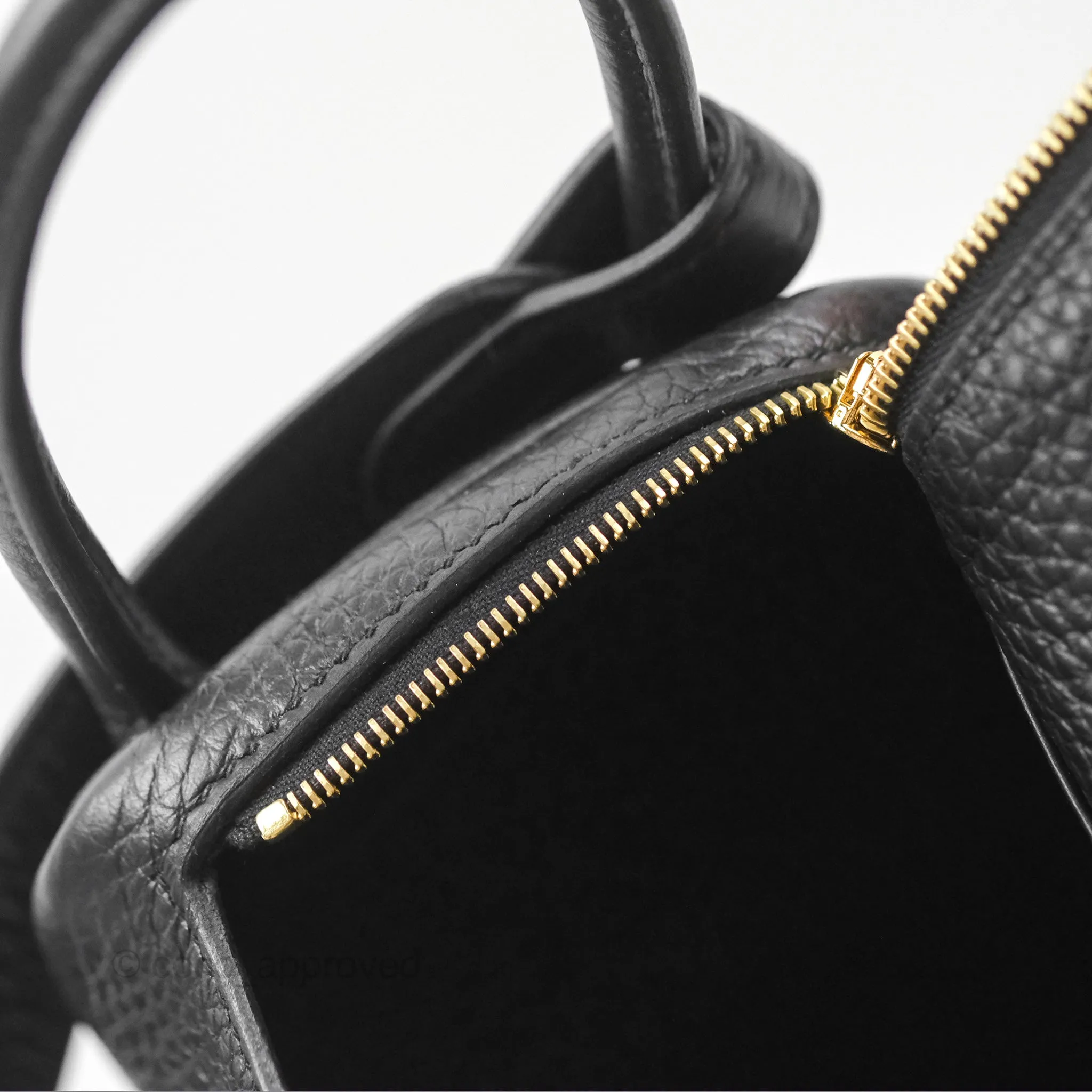 Herms Mini Lindy 20 Black Clemence Gold Hardware