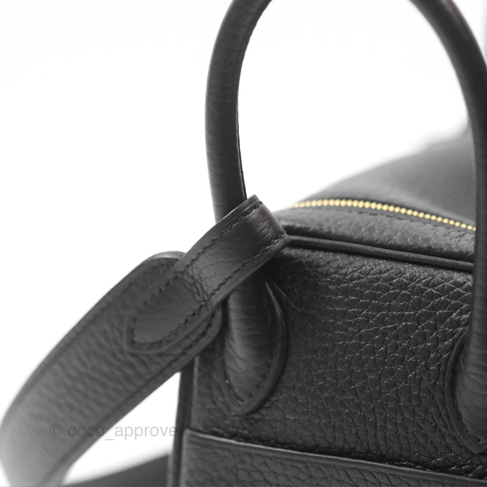 Herms Mini Lindy 20 Black Clemence Gold Hardware