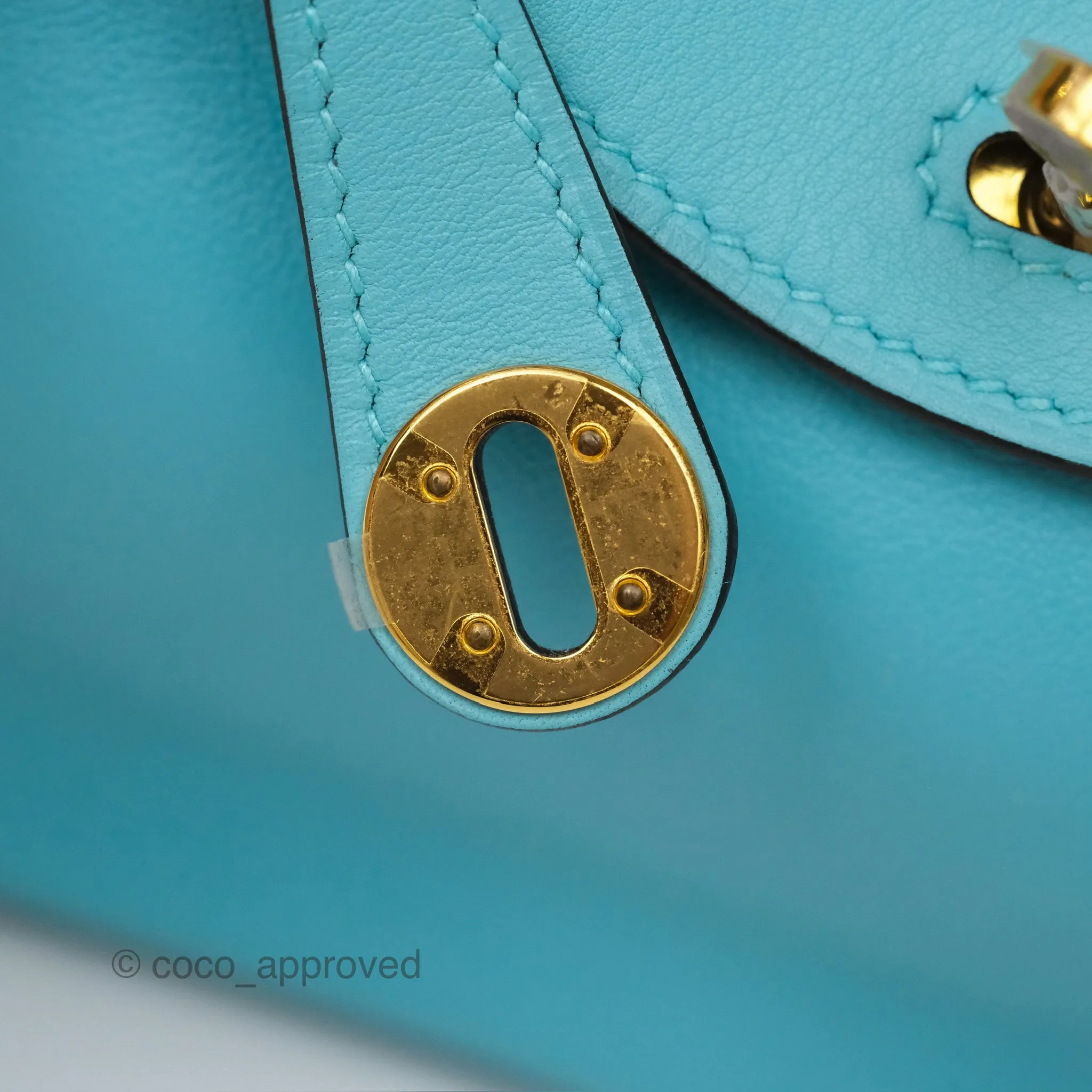 Herms Mini Lindy 20 Bleu Atoll 3P Swift Gold Hardware